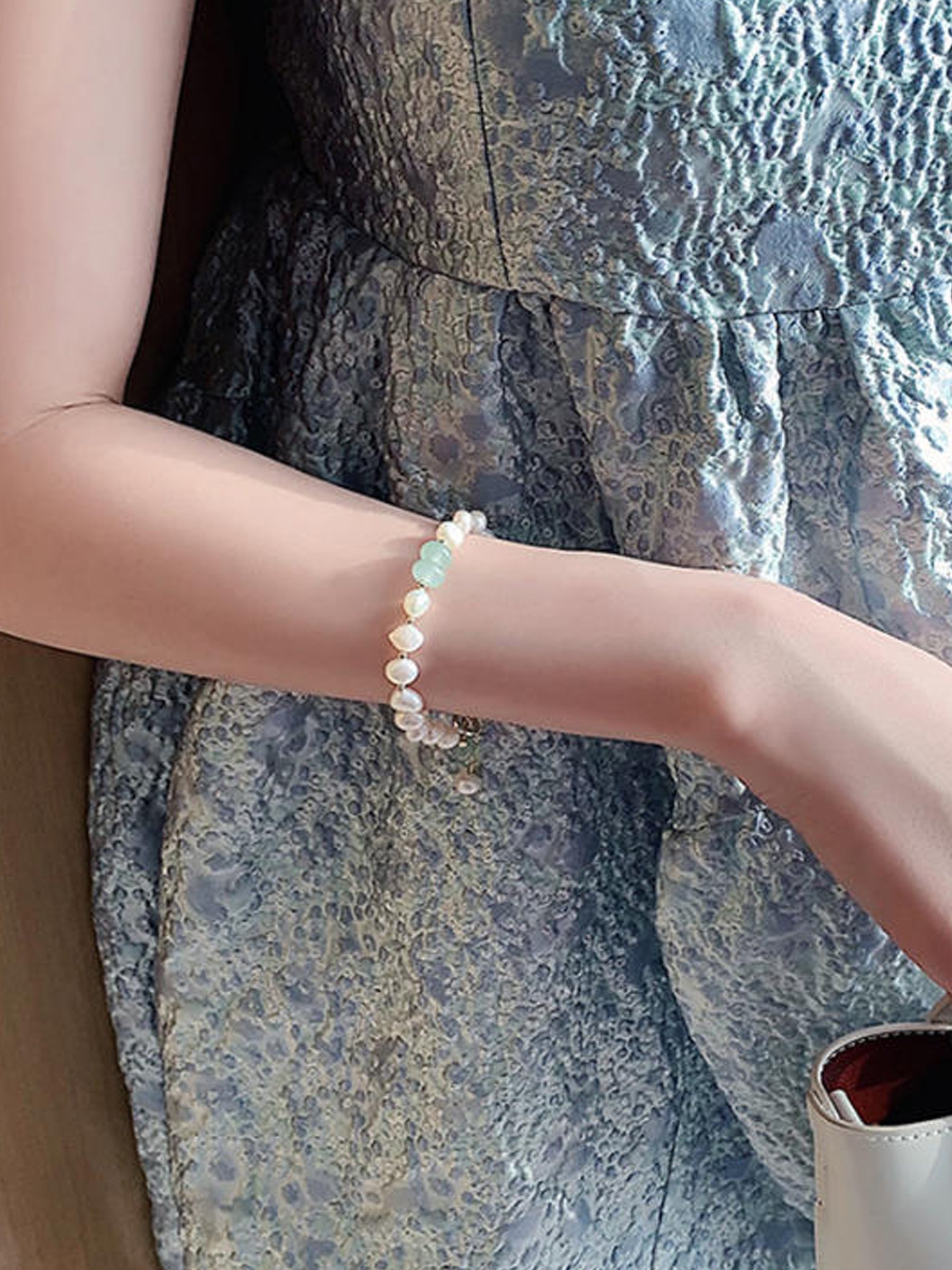 Pearl and Jade Beaded Bracelet