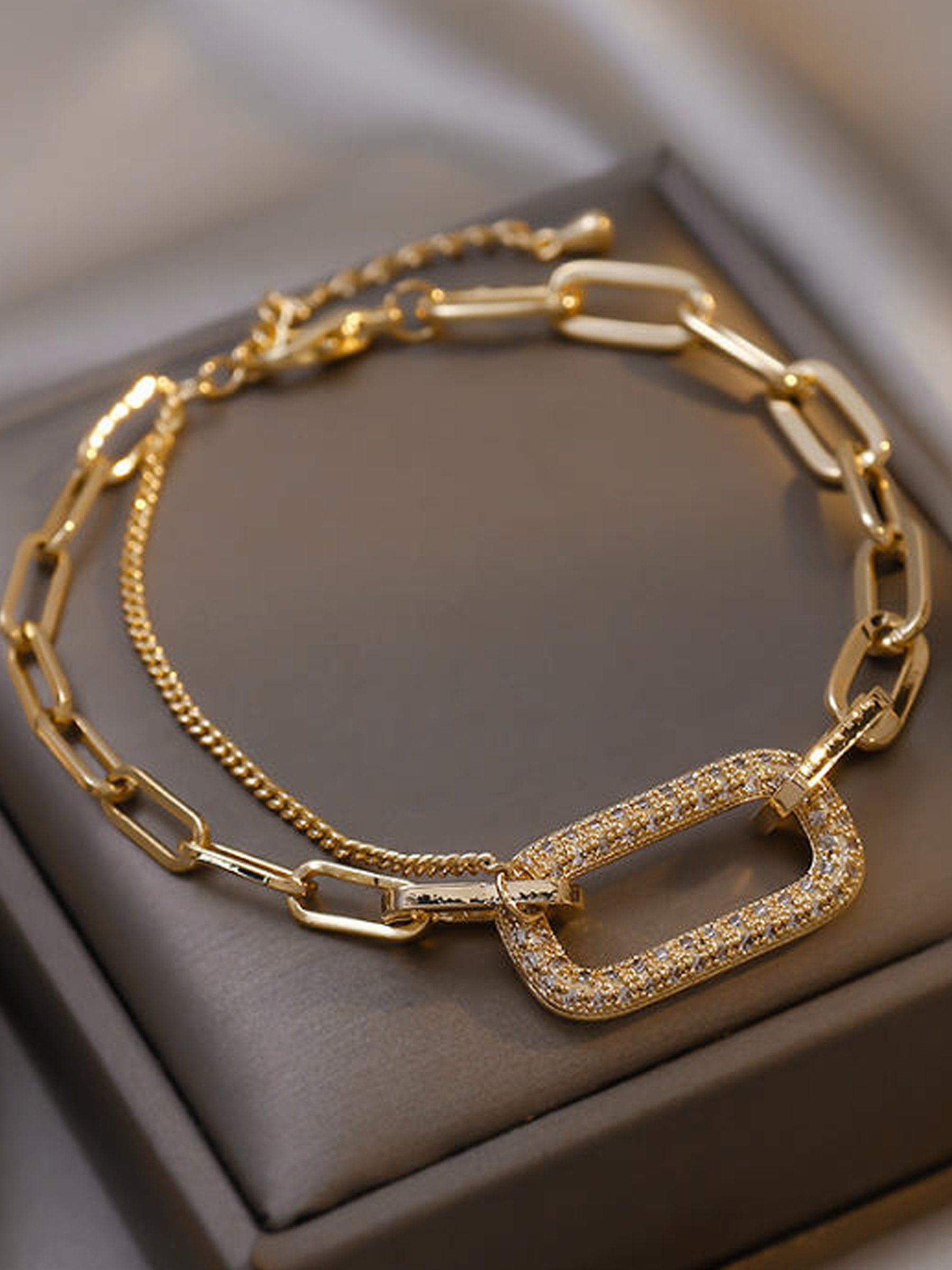 Gold Embellished Link Bracelet
