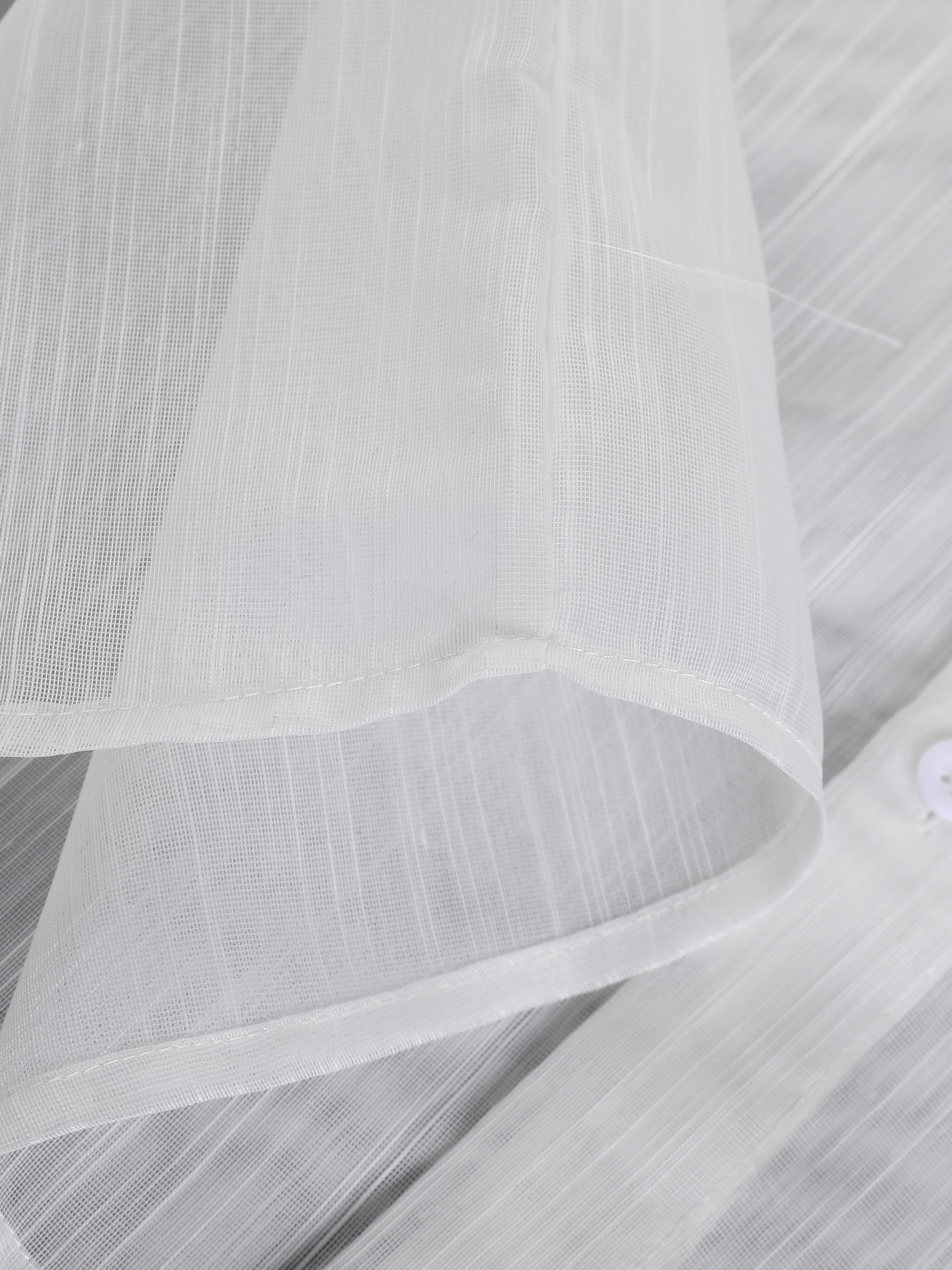 Men White Linen Blend Short Sleeve Shirt
