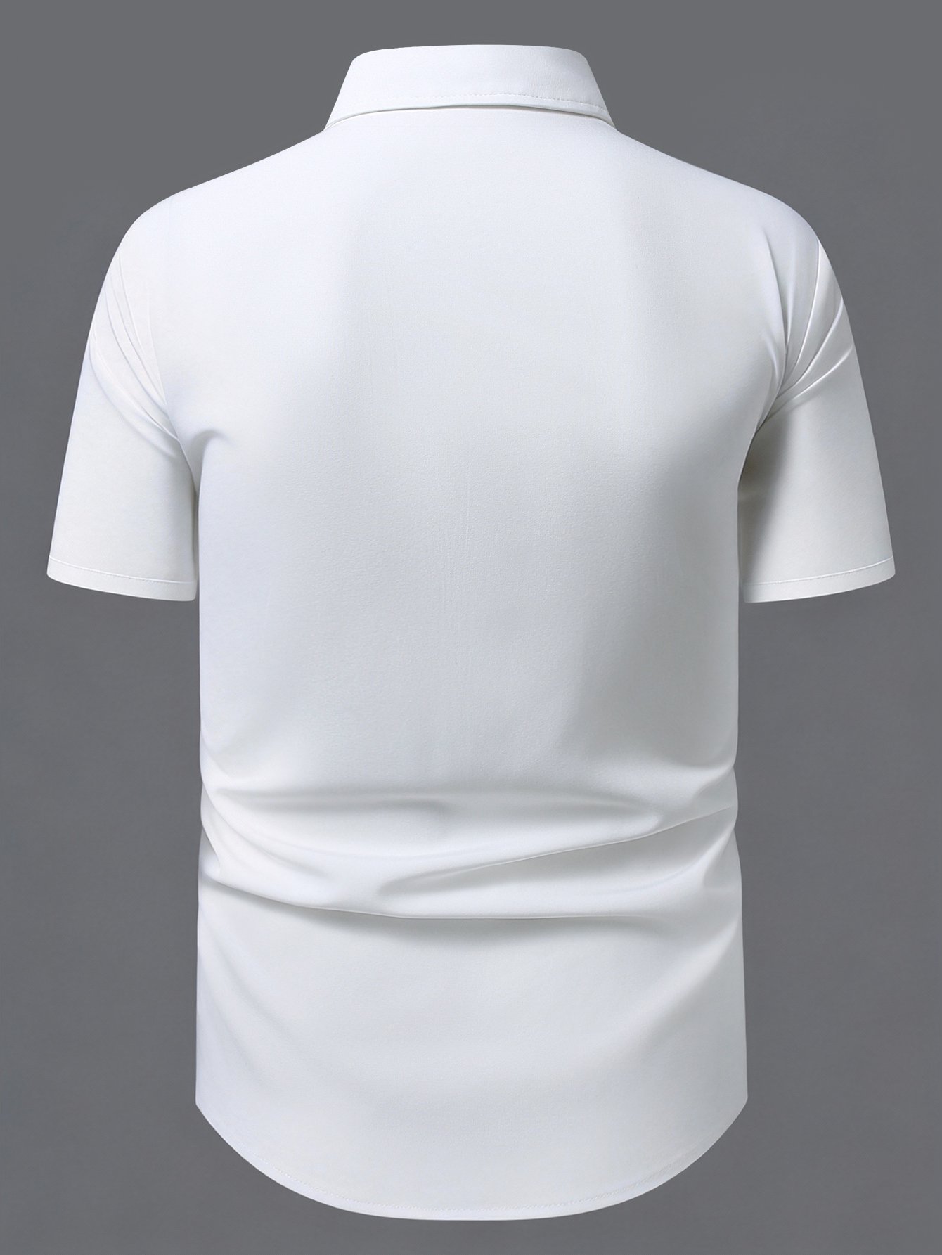 Men White Pleated Short Sleeve Shirt