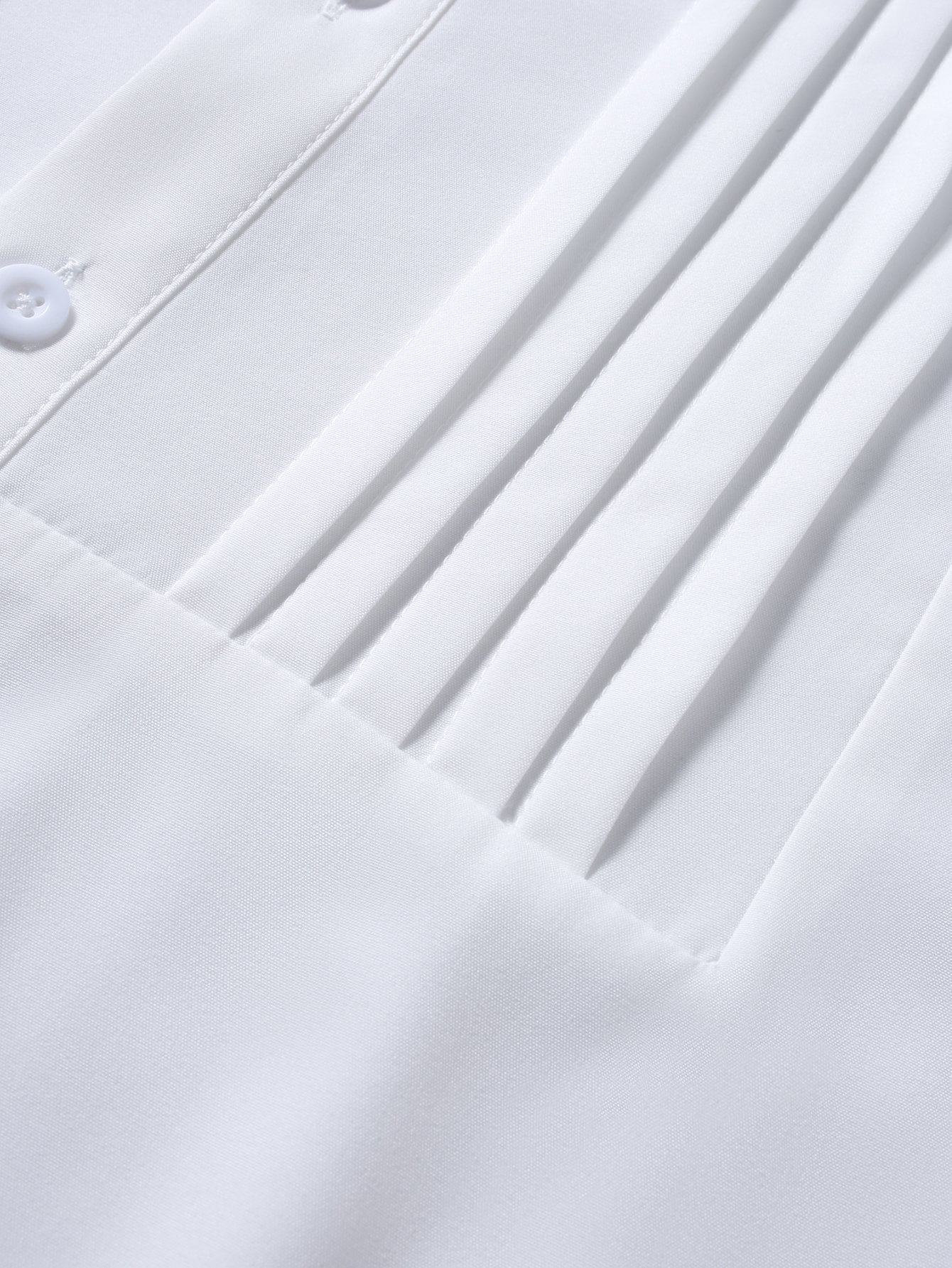 Men White Pleated Short Sleeve Shirt