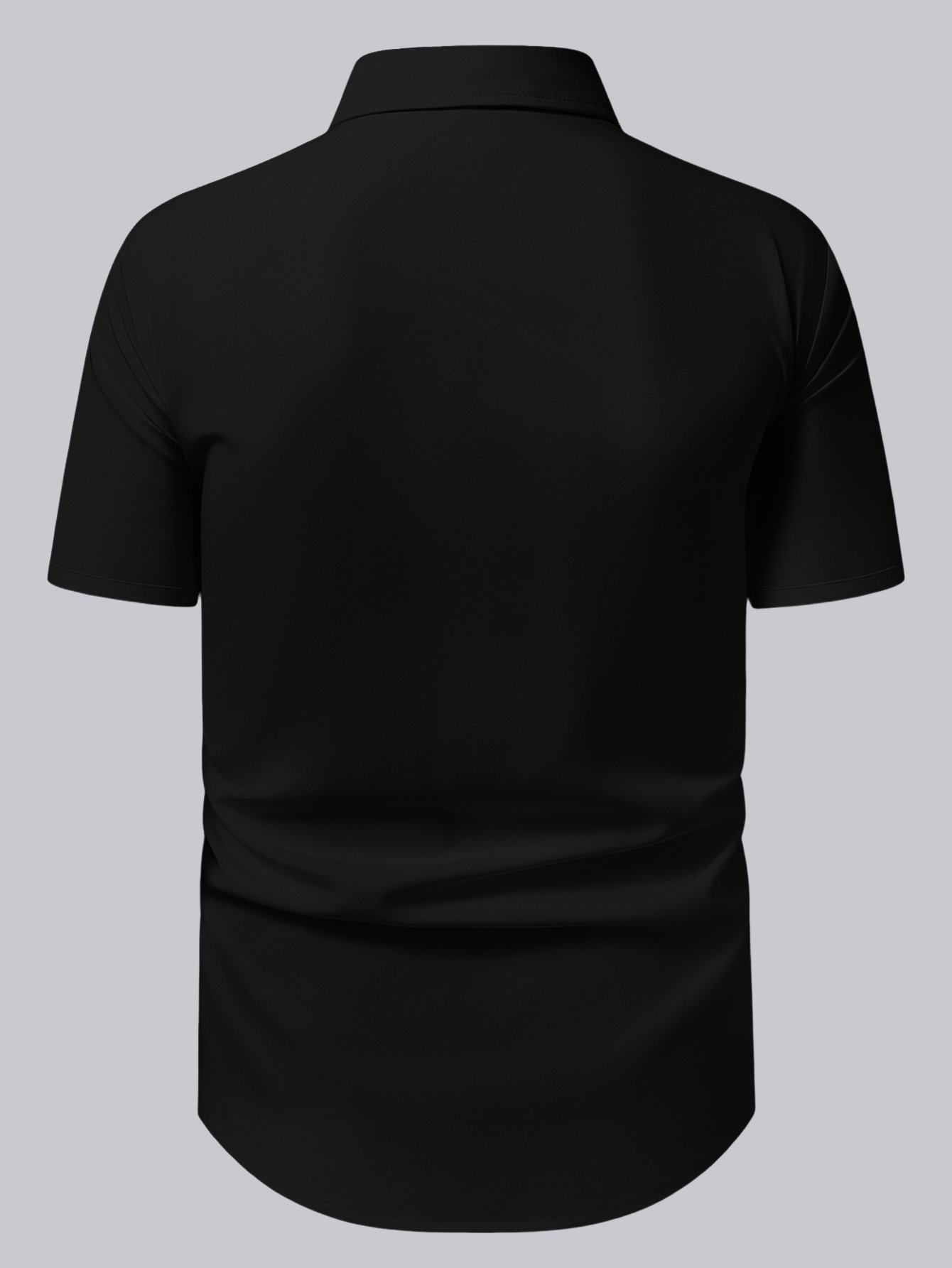Men Black Pleated Short Sleeve Shirt
