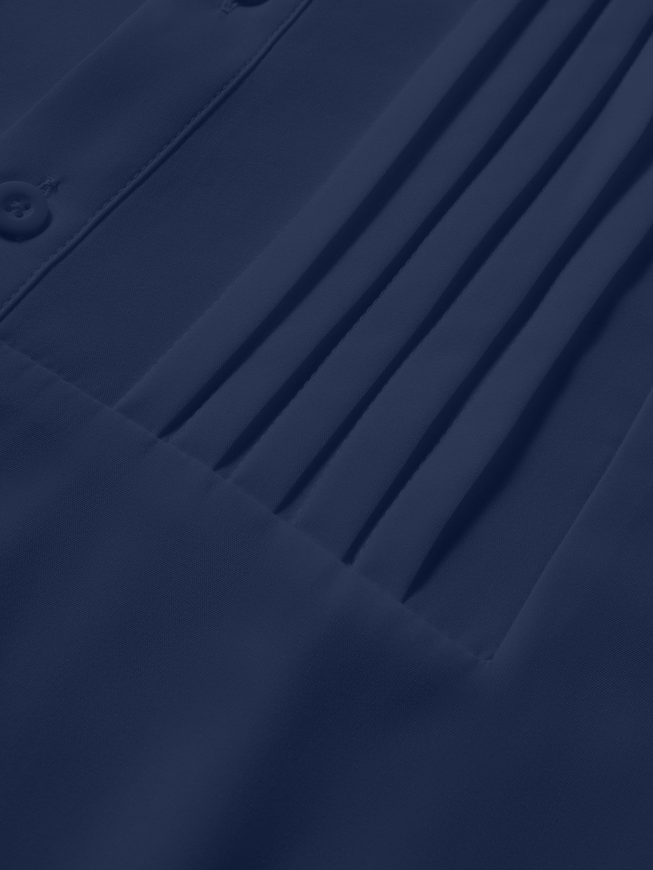 Men Navy Blue Pleated Spread Collar Shirt