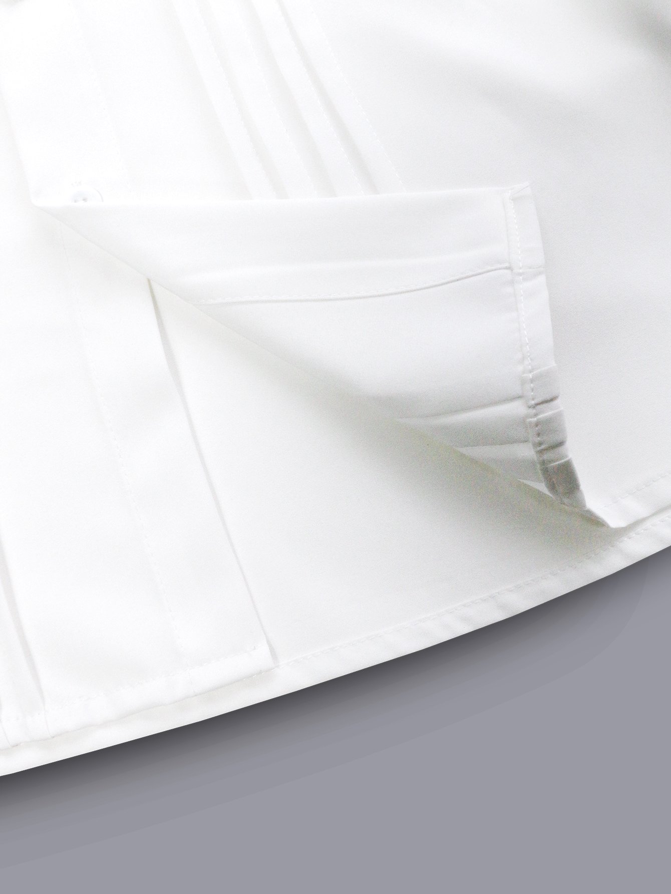 Men White Pleated Spread Collar Shirt