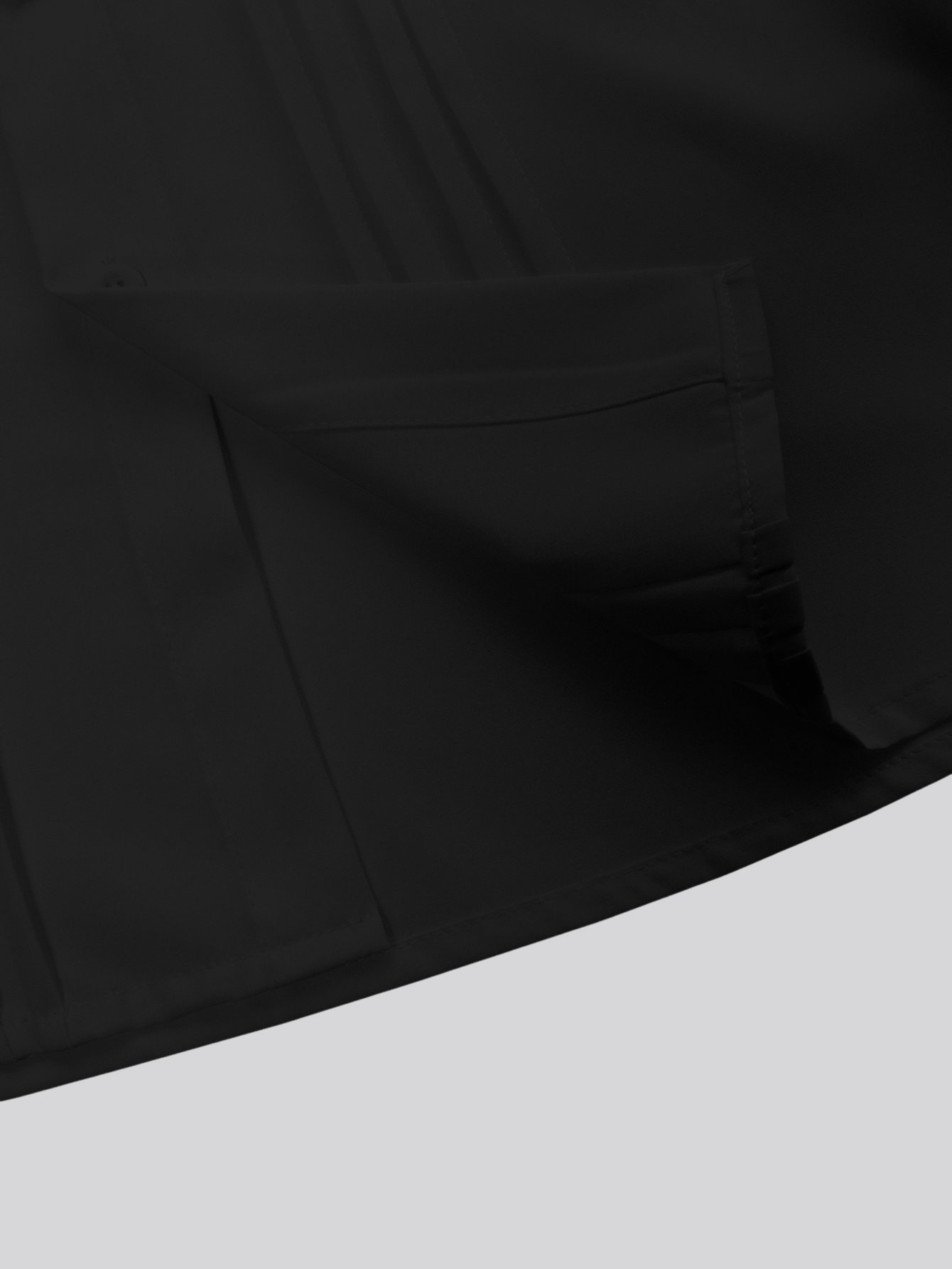 Men Black Pleated Spread Collar Shirt