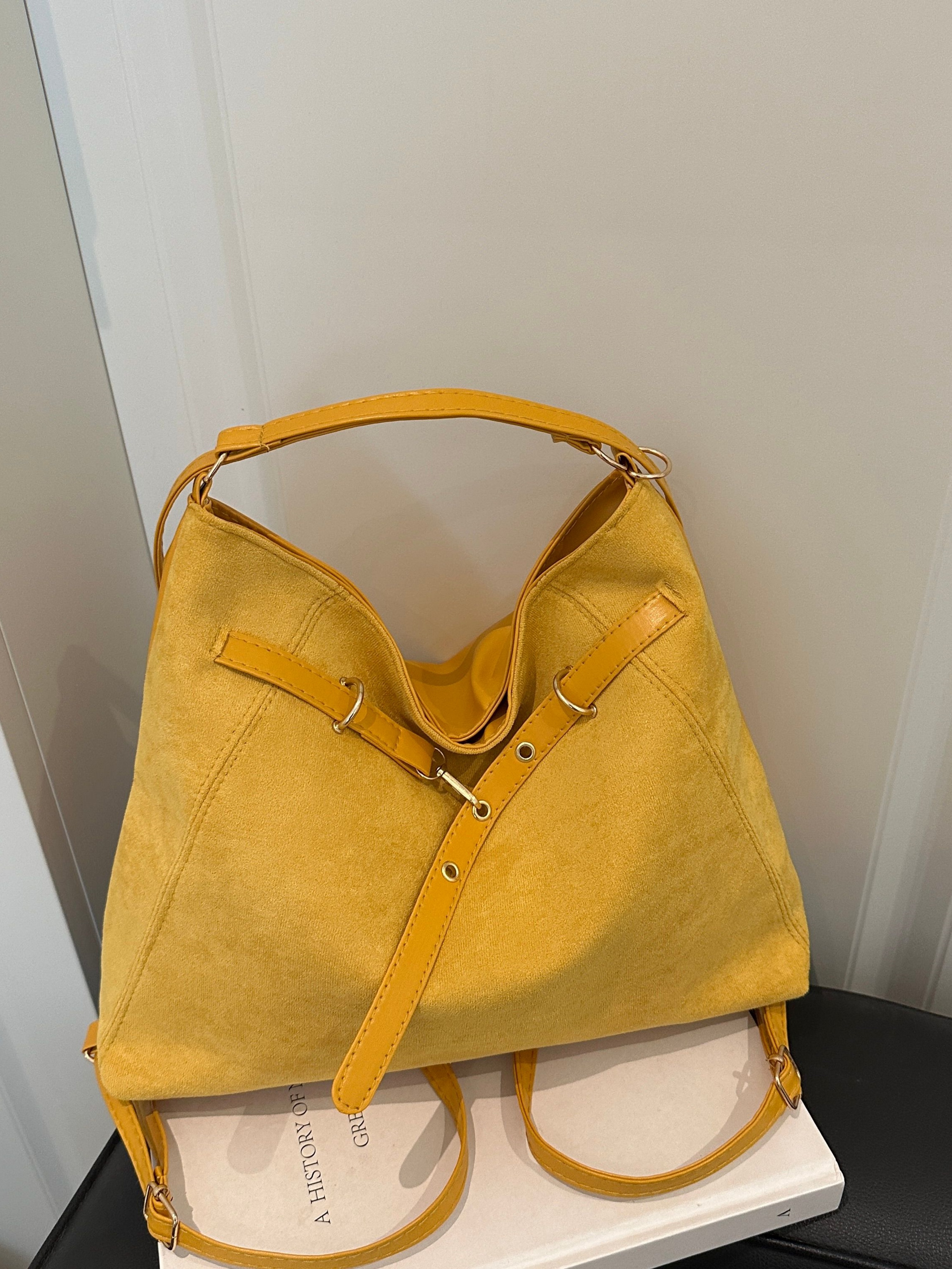 Yellow Shoulder Bag with Belt Strap Detail