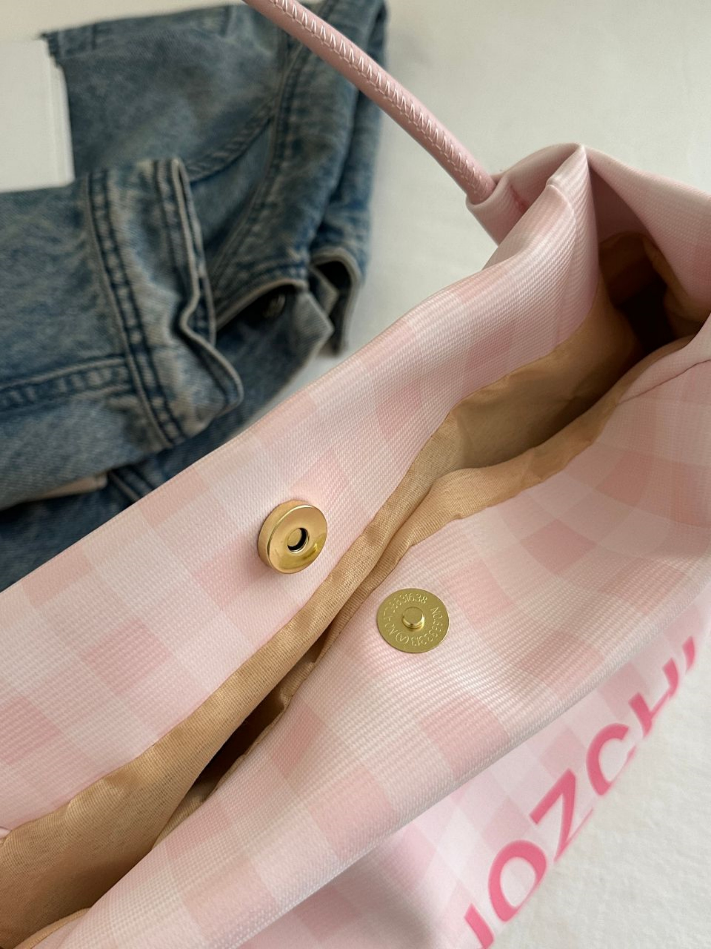 Pink Checkered Shoulder Bag