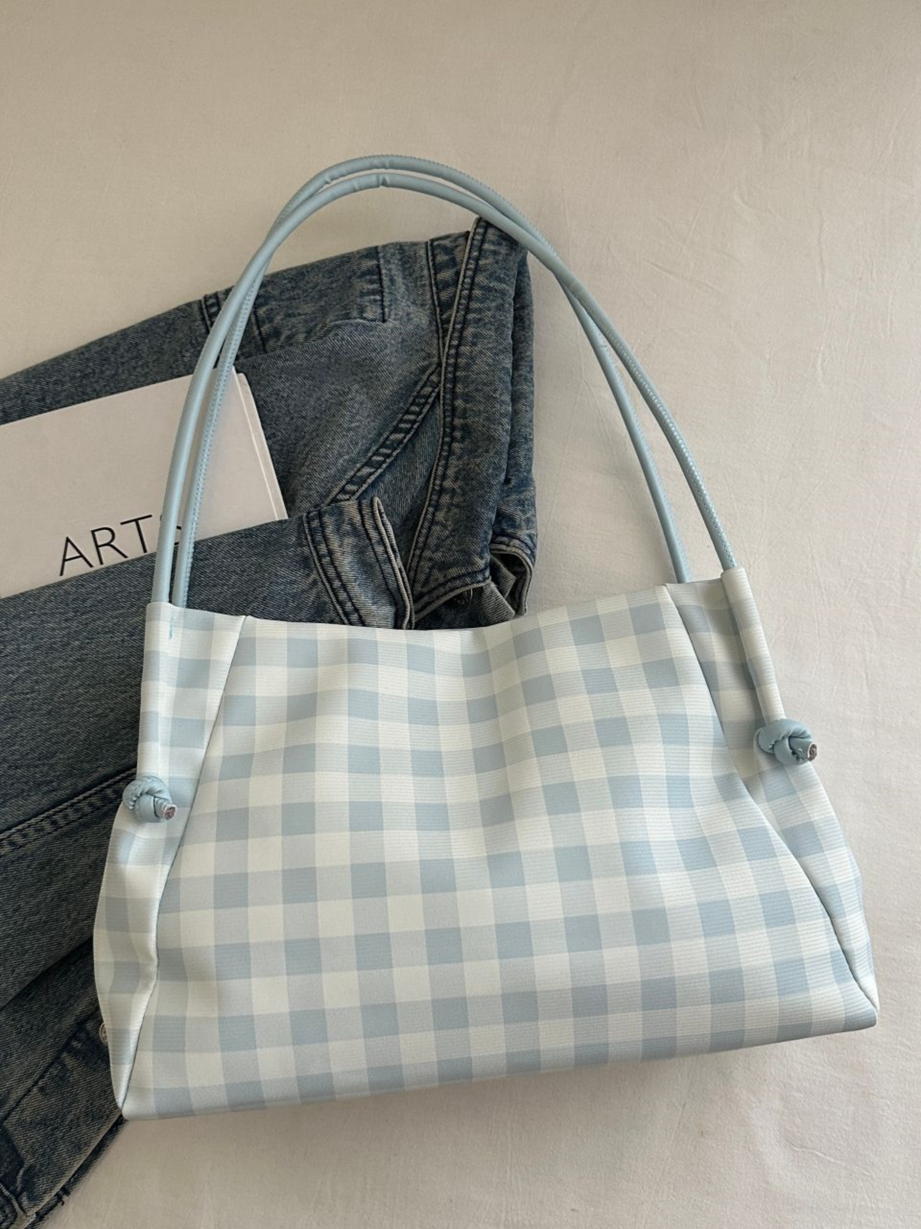 Blue Gingham Shoulder Bag