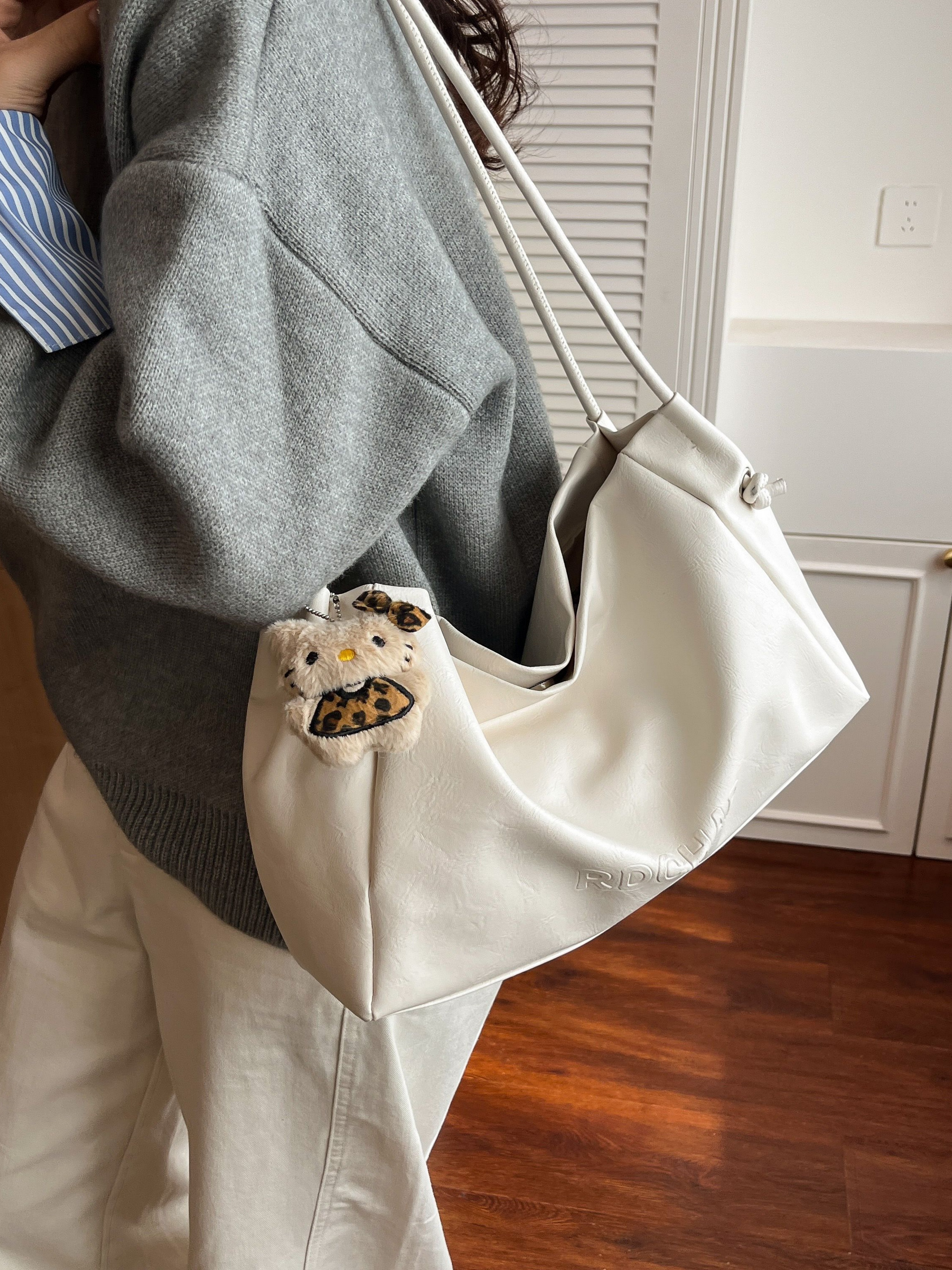 White Faux Leather Shoulder Bag