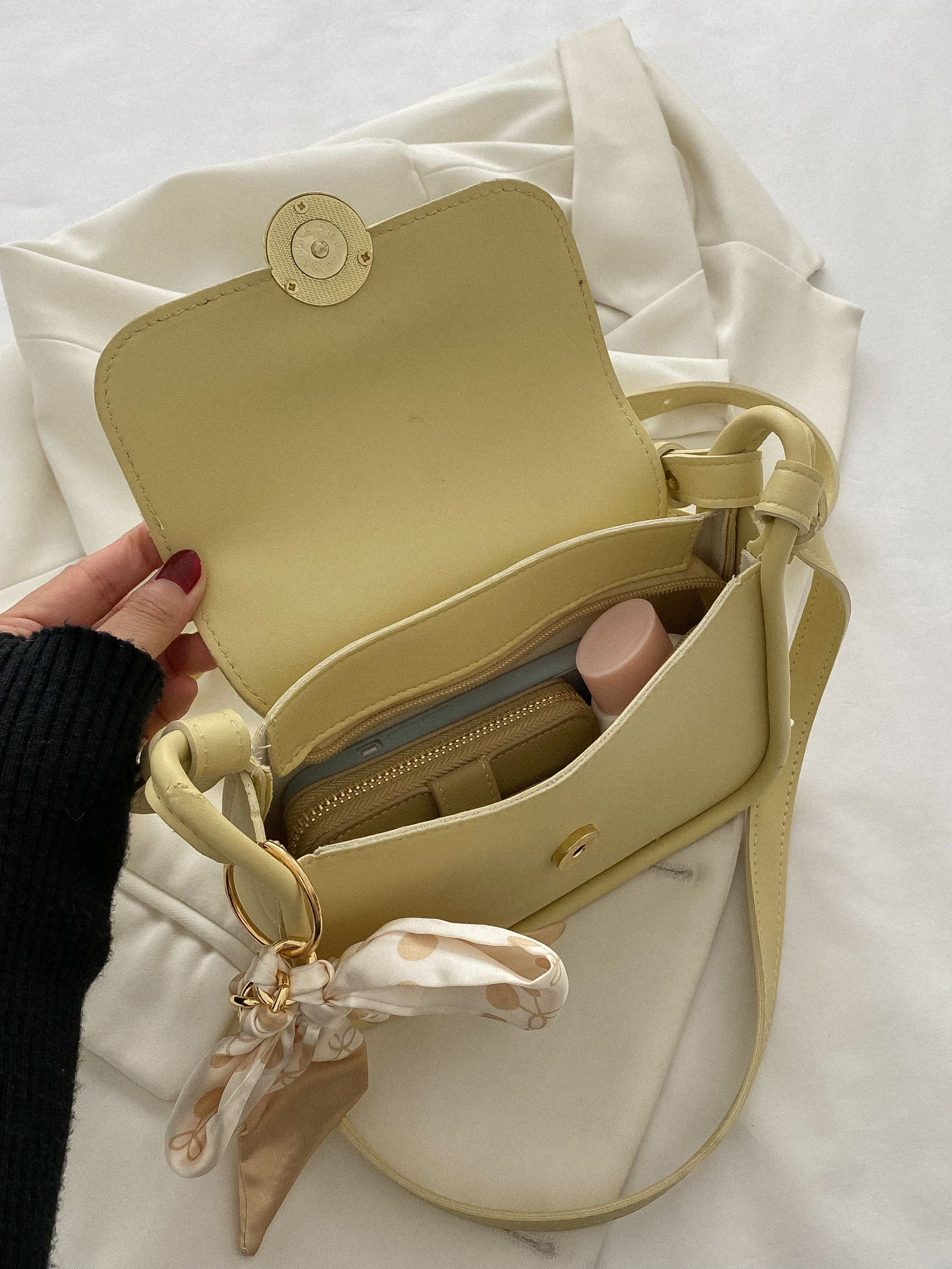 Yellow Shoulder Bag with Bow Detail