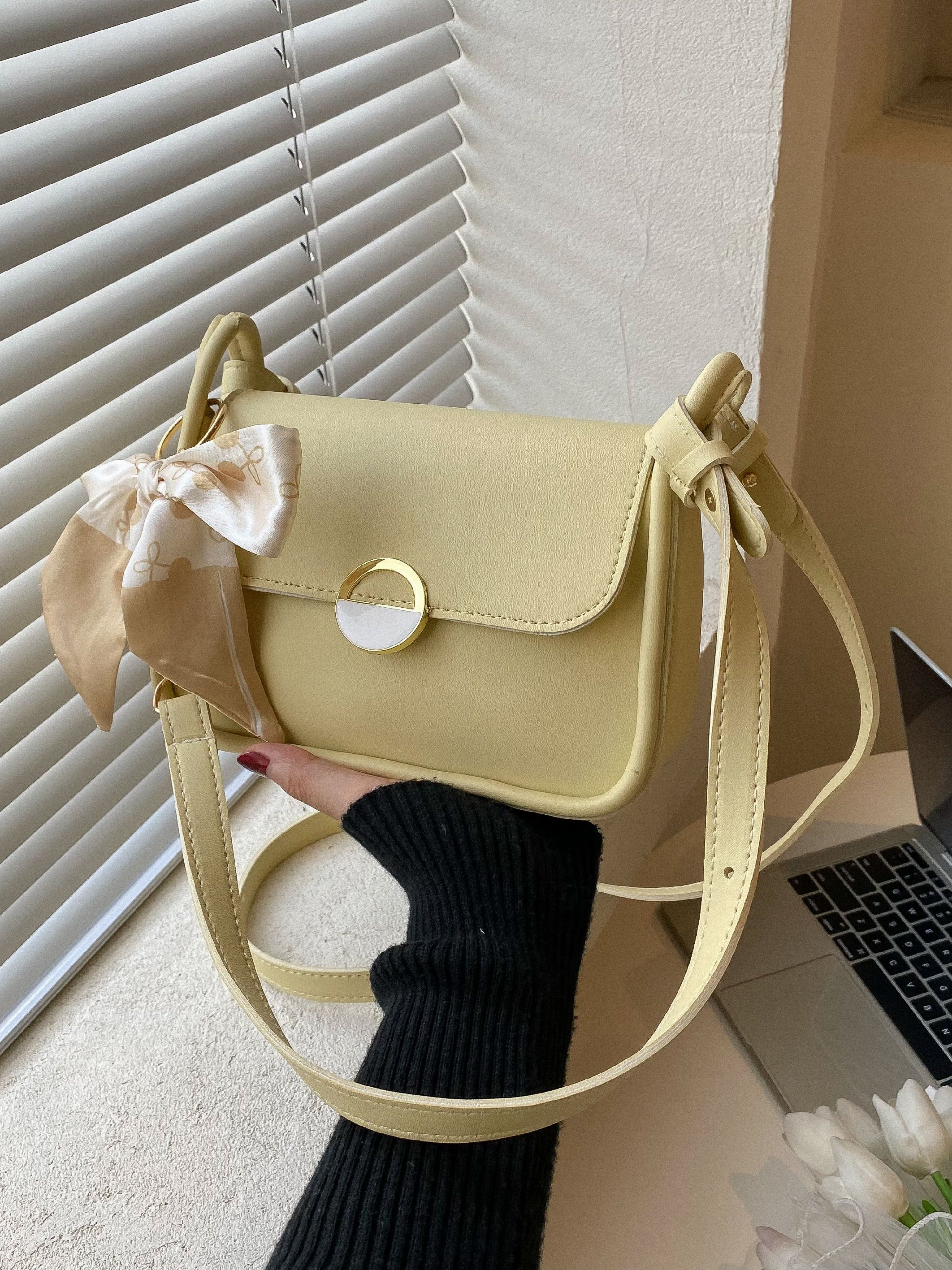 Yellow Shoulder Bag with Bow Detail