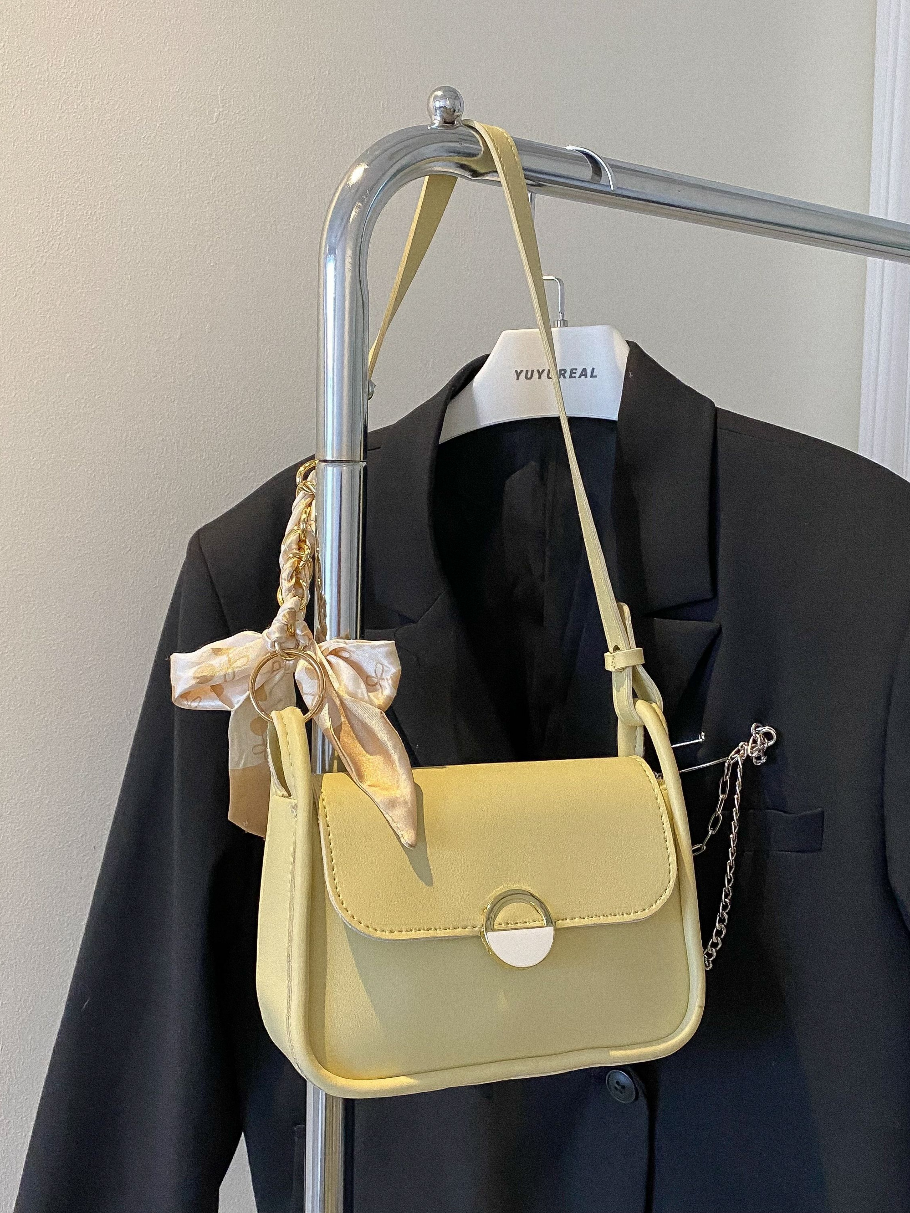 Yellow Shoulder Bag with Bow Detail