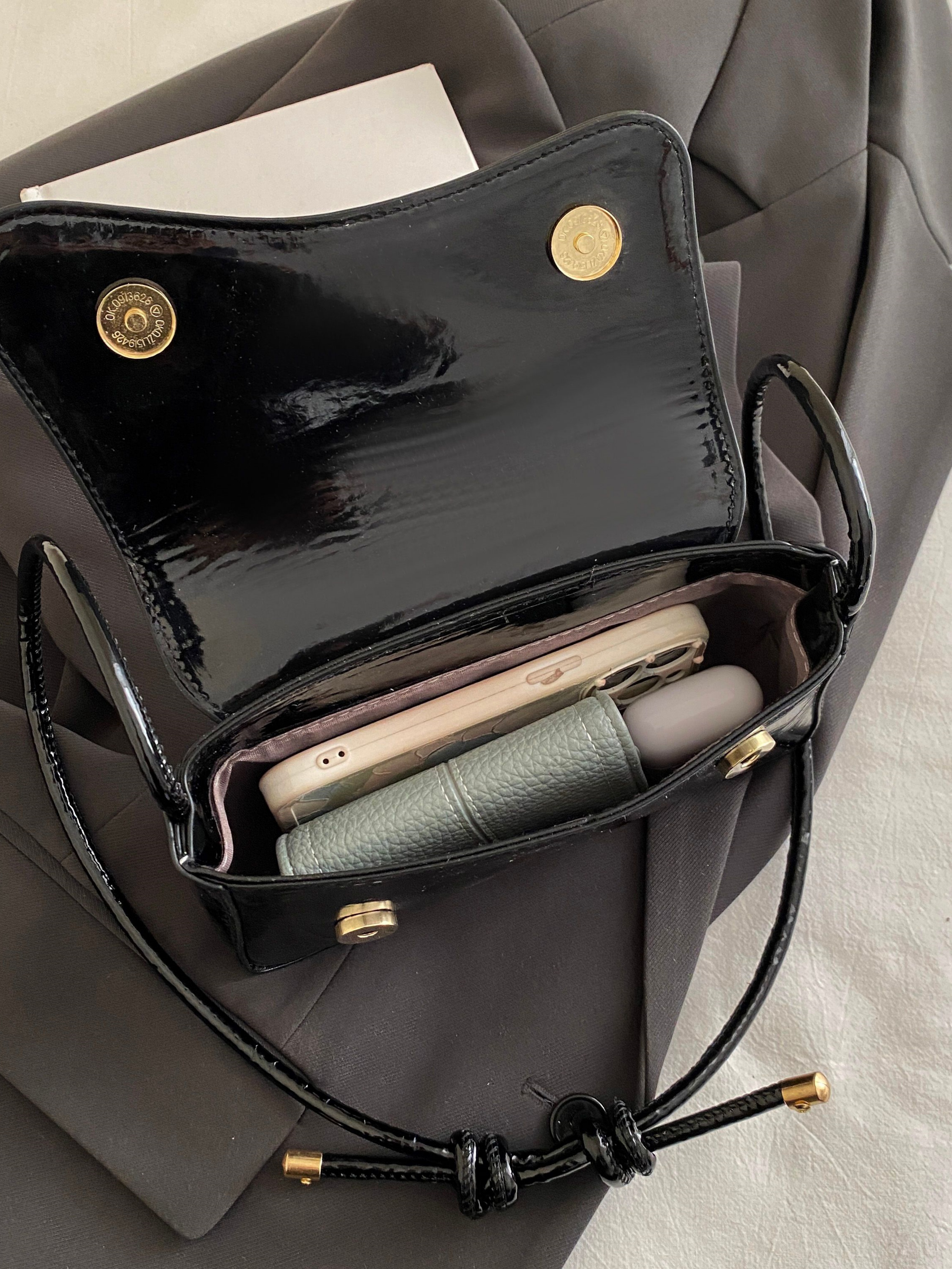 Black Faux Leather Shoulder Bag