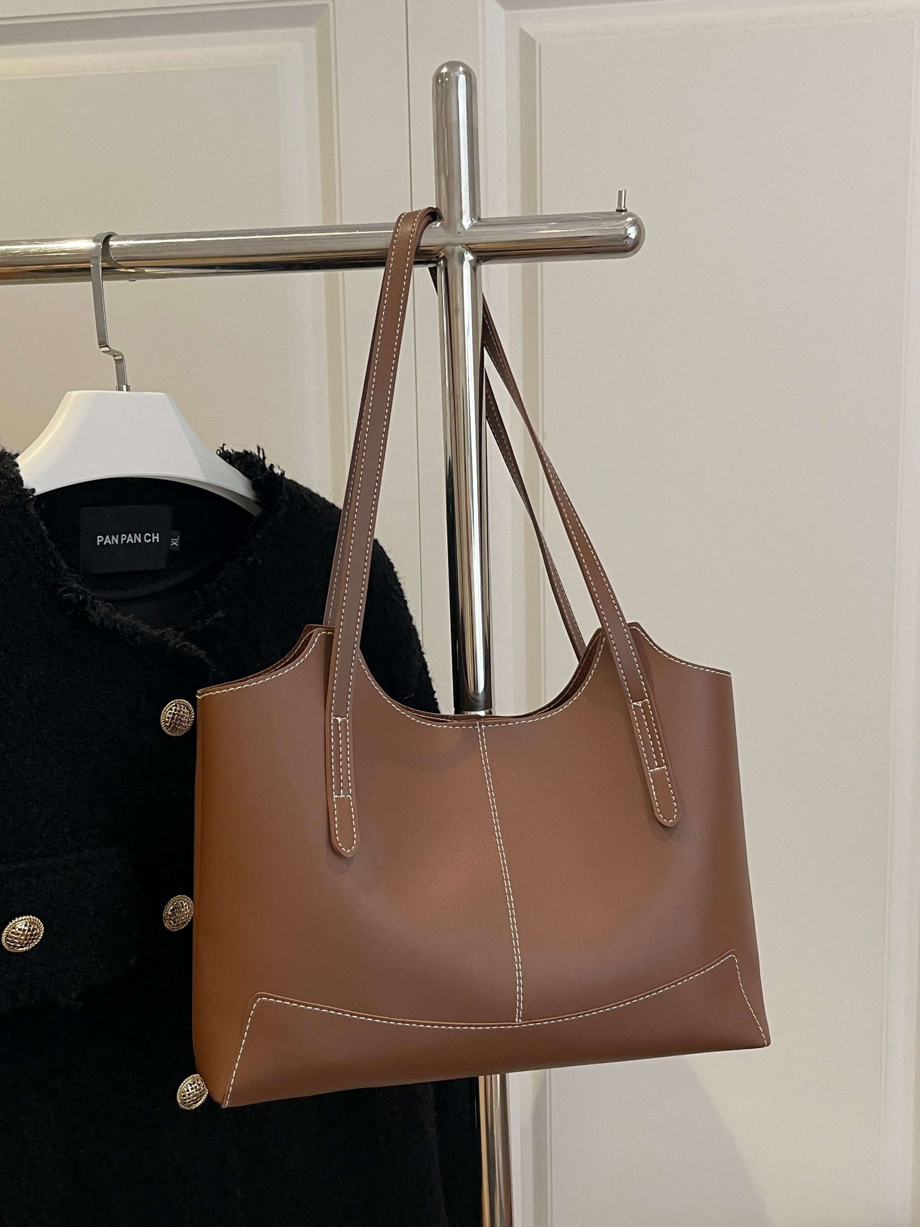Coffee Brown Solid Shoulder Bag