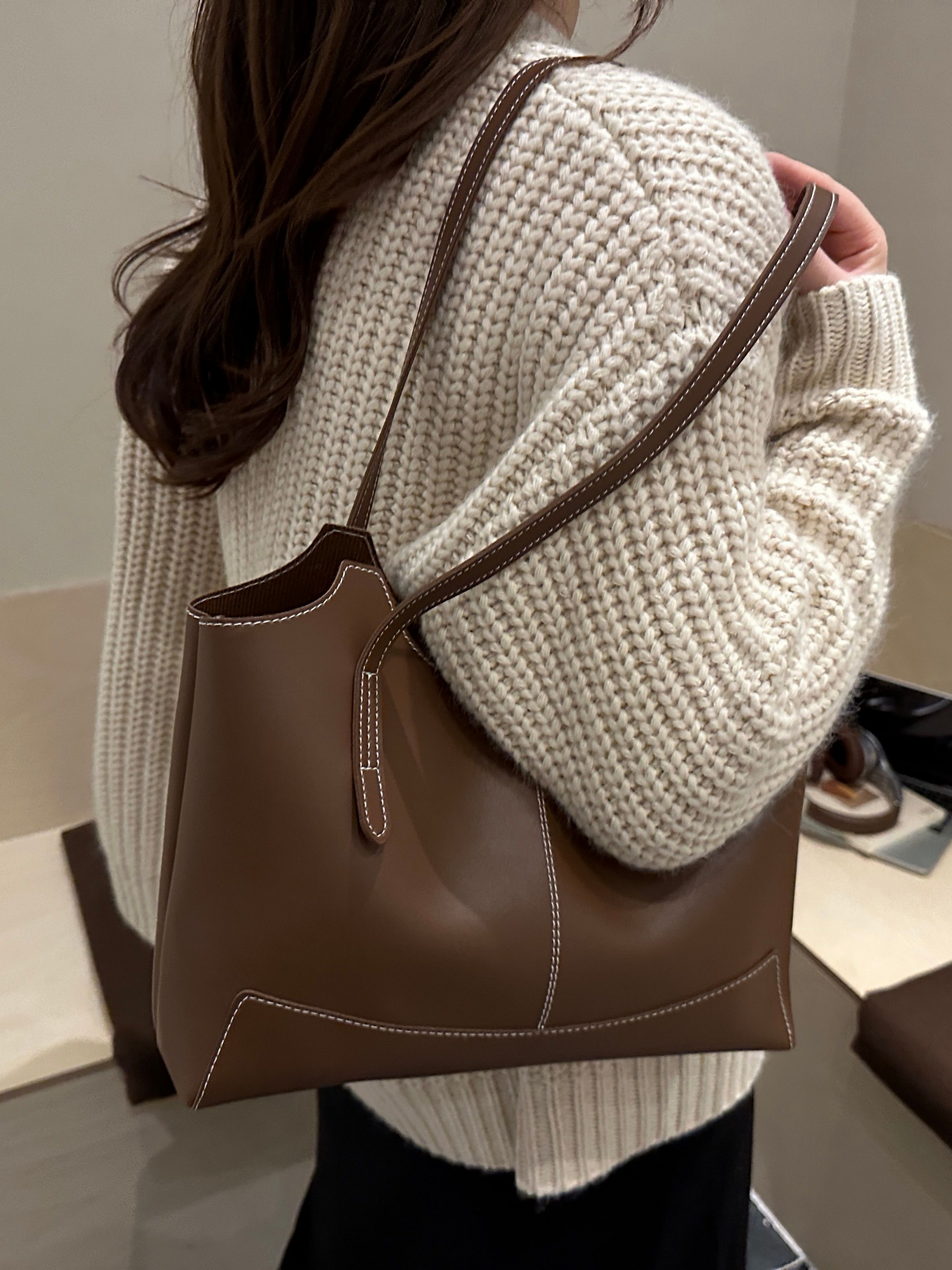 Coffee Brown Solid Shoulder Bag