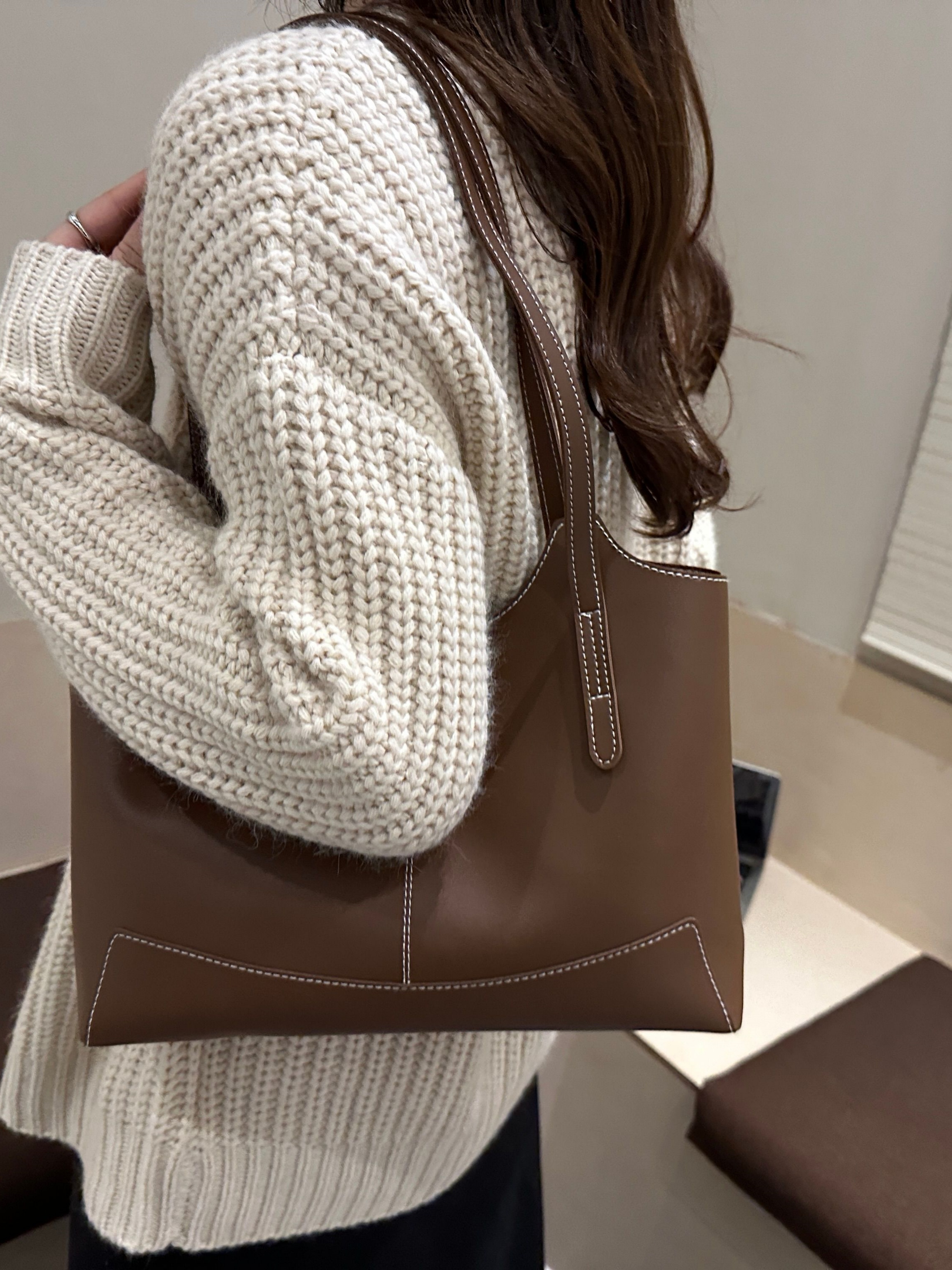 Coffee Brown Solid Shoulder Bag