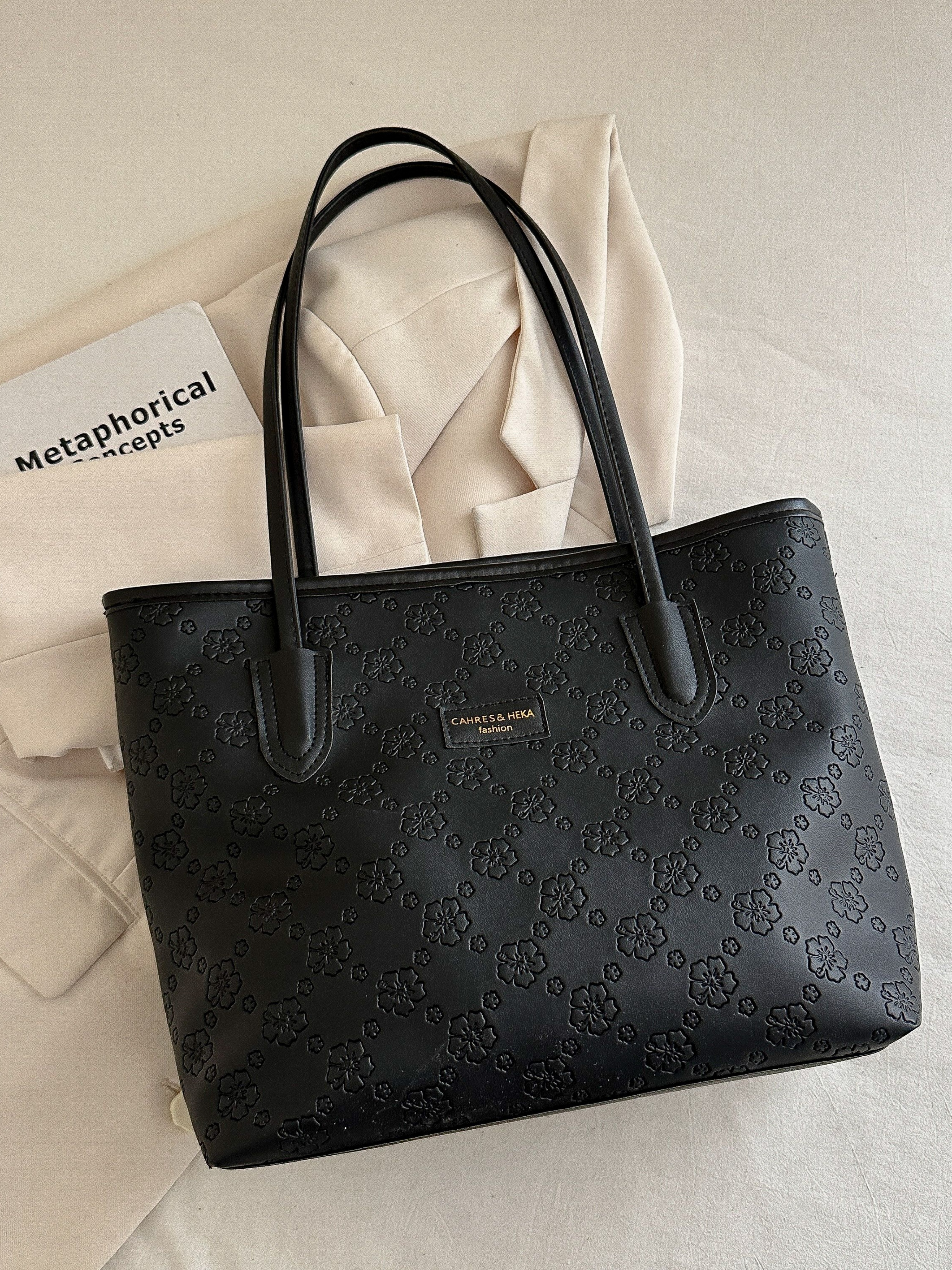 Black Floral Print Shoulder Bag
