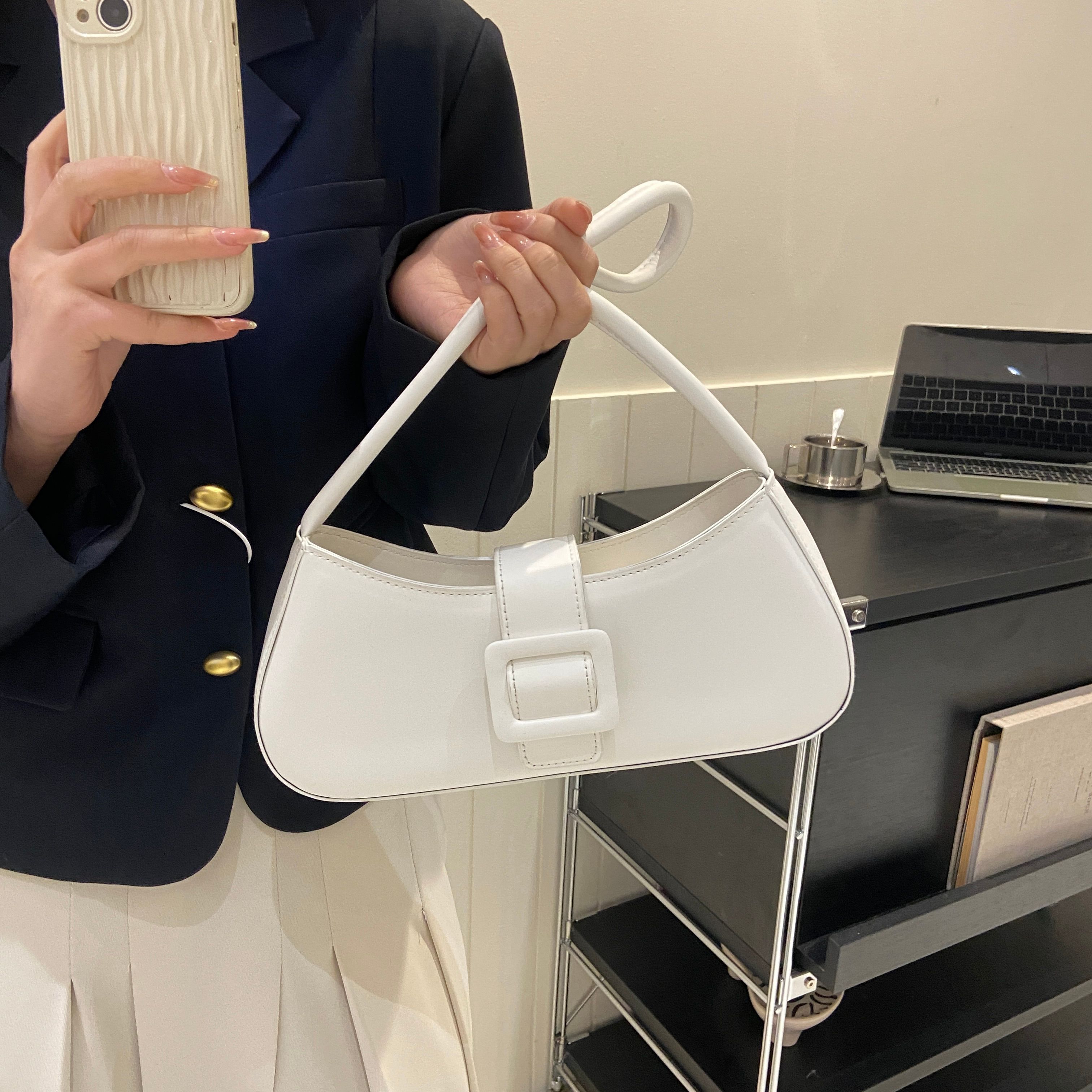 Buckle Flap Detail Shoulder Bag
