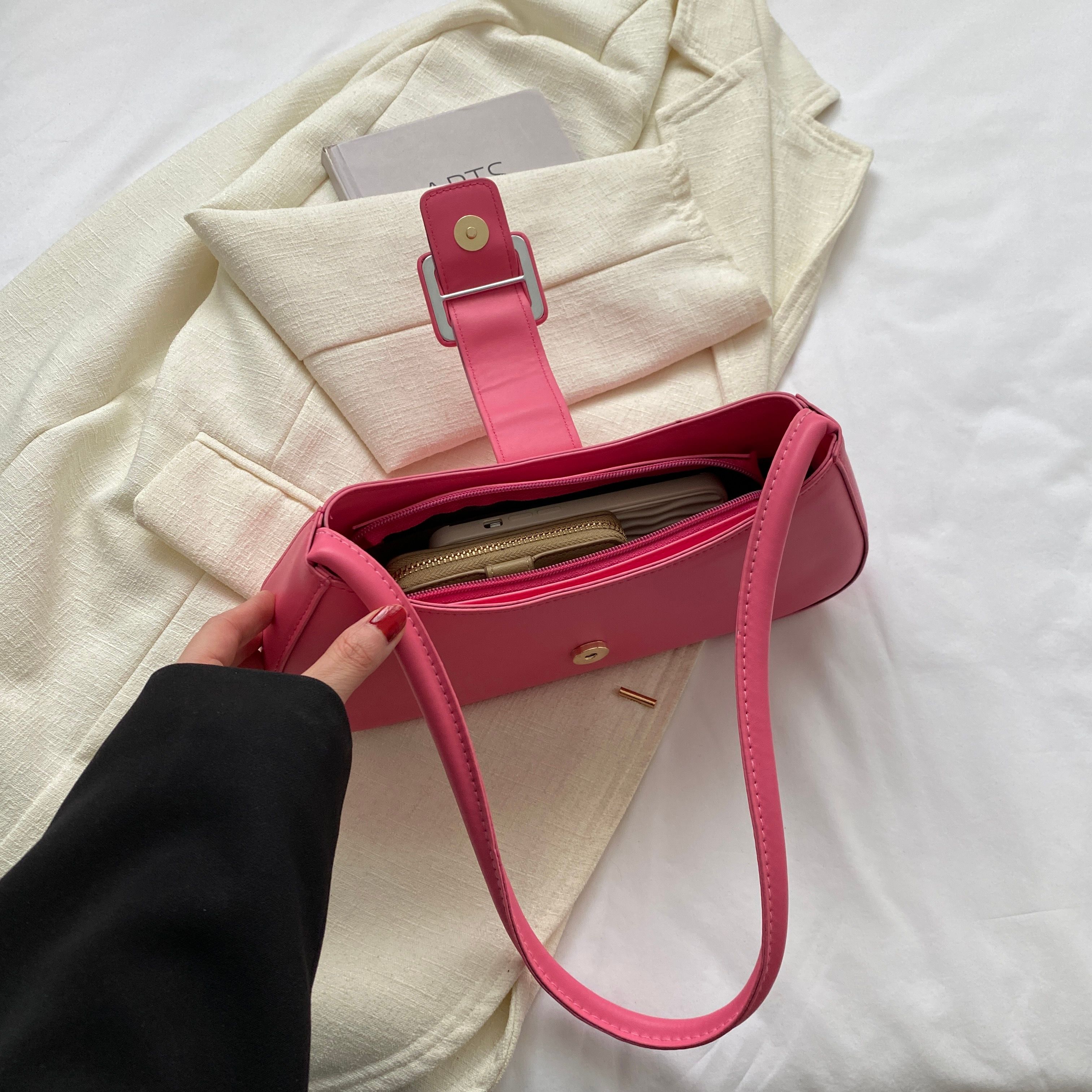 Buckle Flap Detail Shoulder Bag
