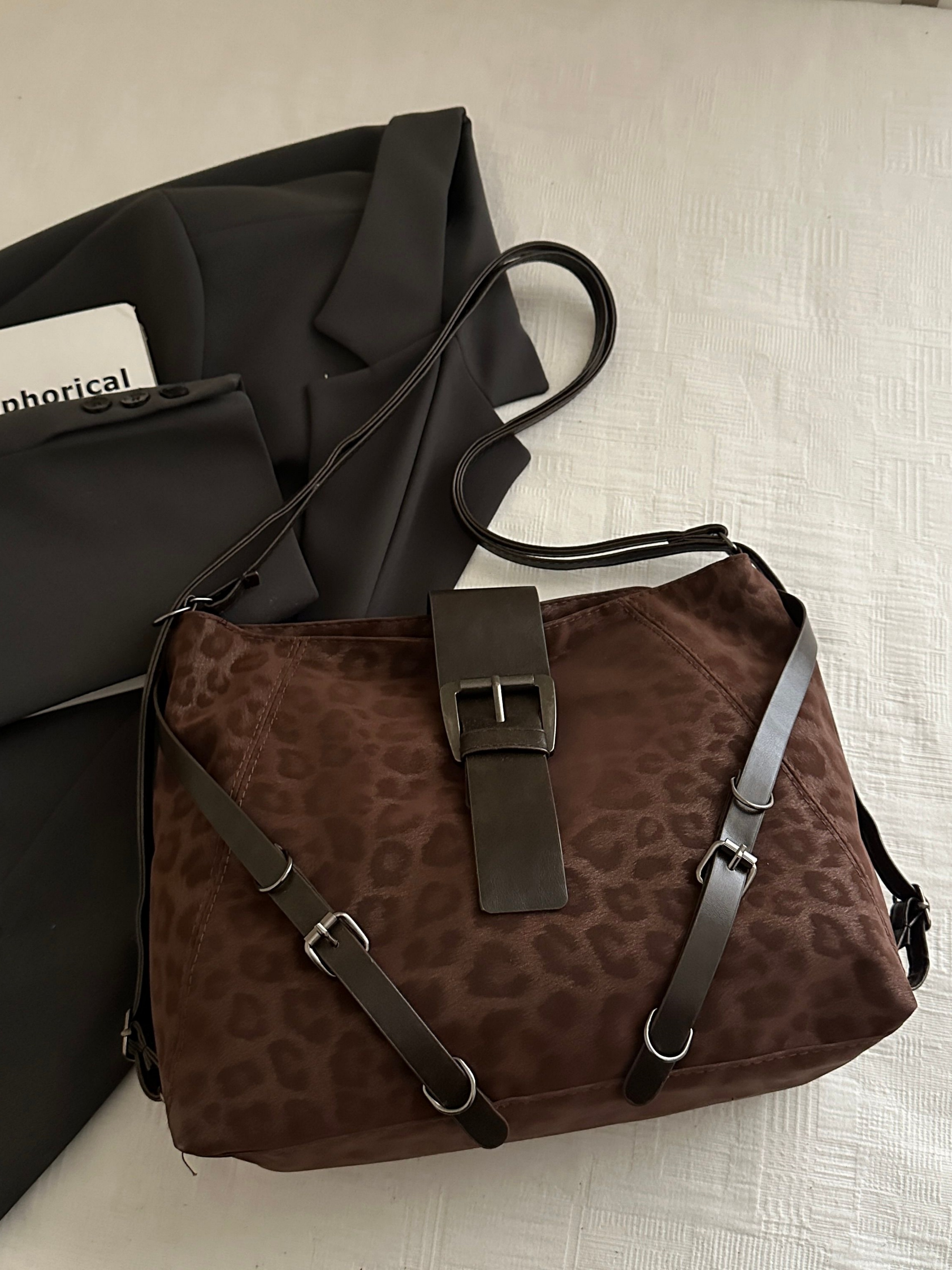 Brown Leopard Print Shoulder Bag