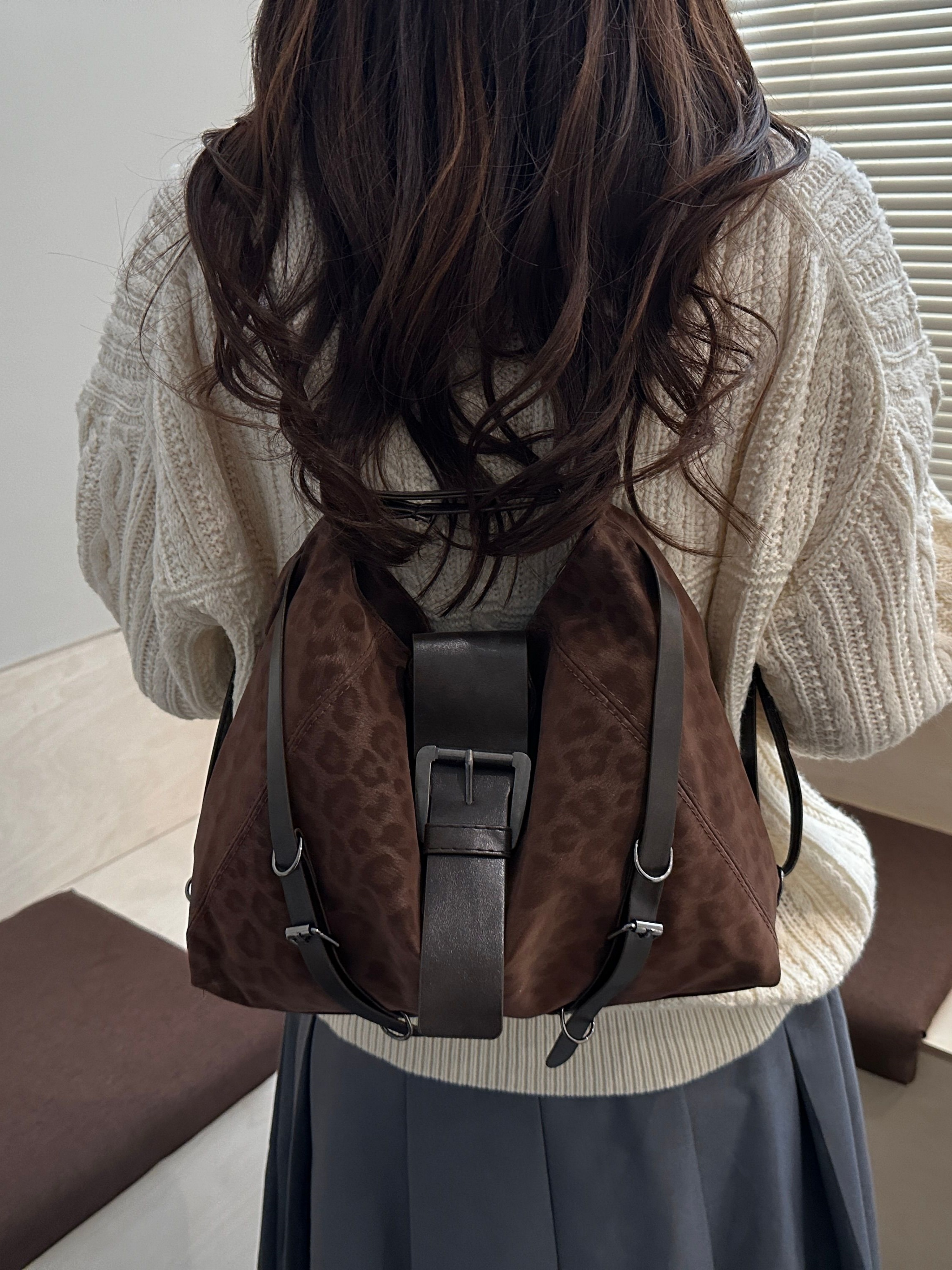 Brown Leopard Print Shoulder Bag