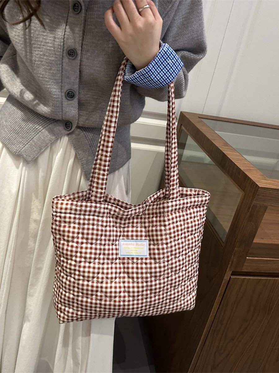 Red Gingham Quilted Shoulder Bag