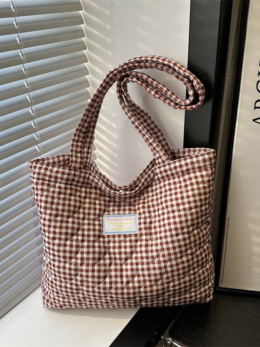 Red Gingham Quilted Shoulder Bag