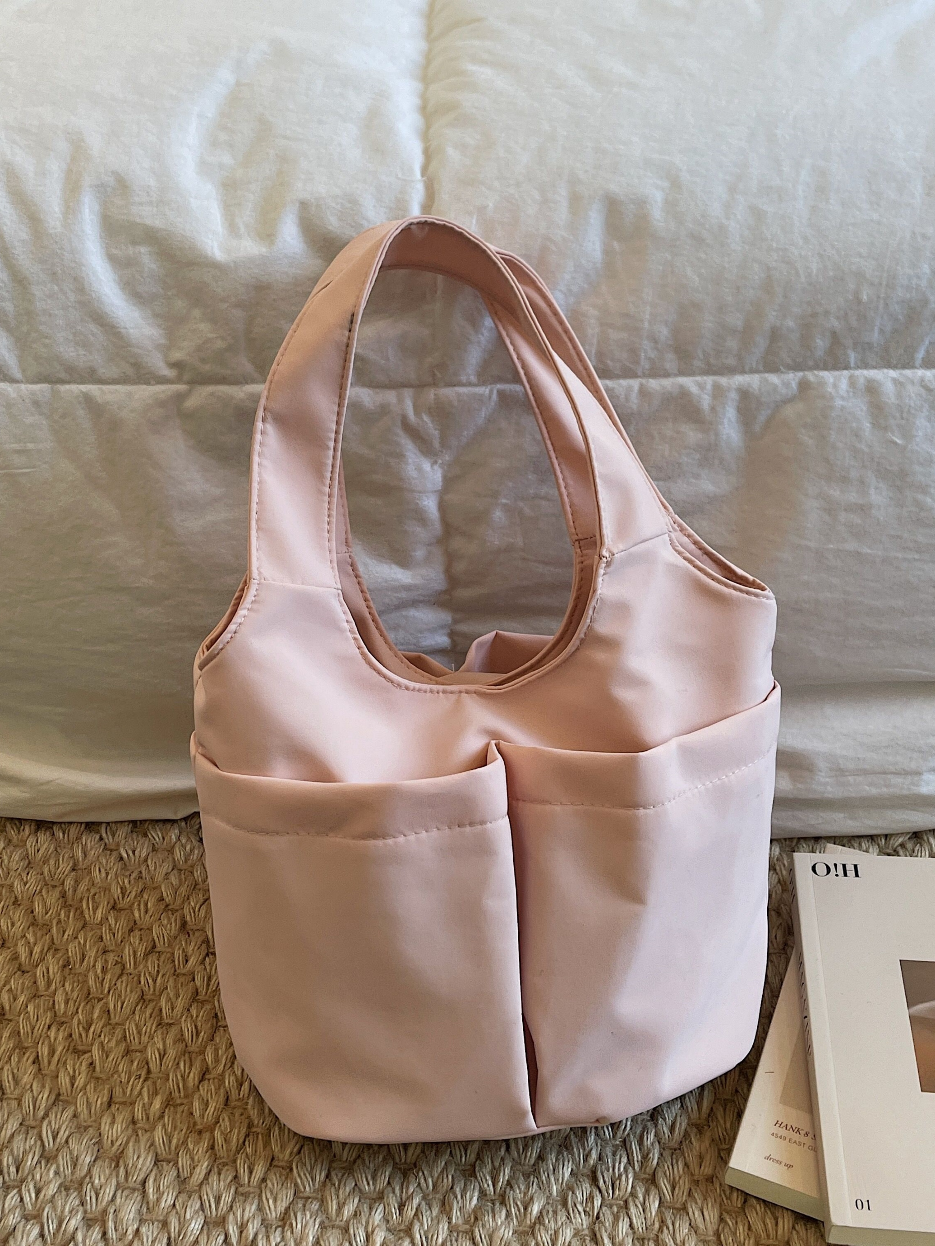 Pink Shoulder Bag with Button Closure