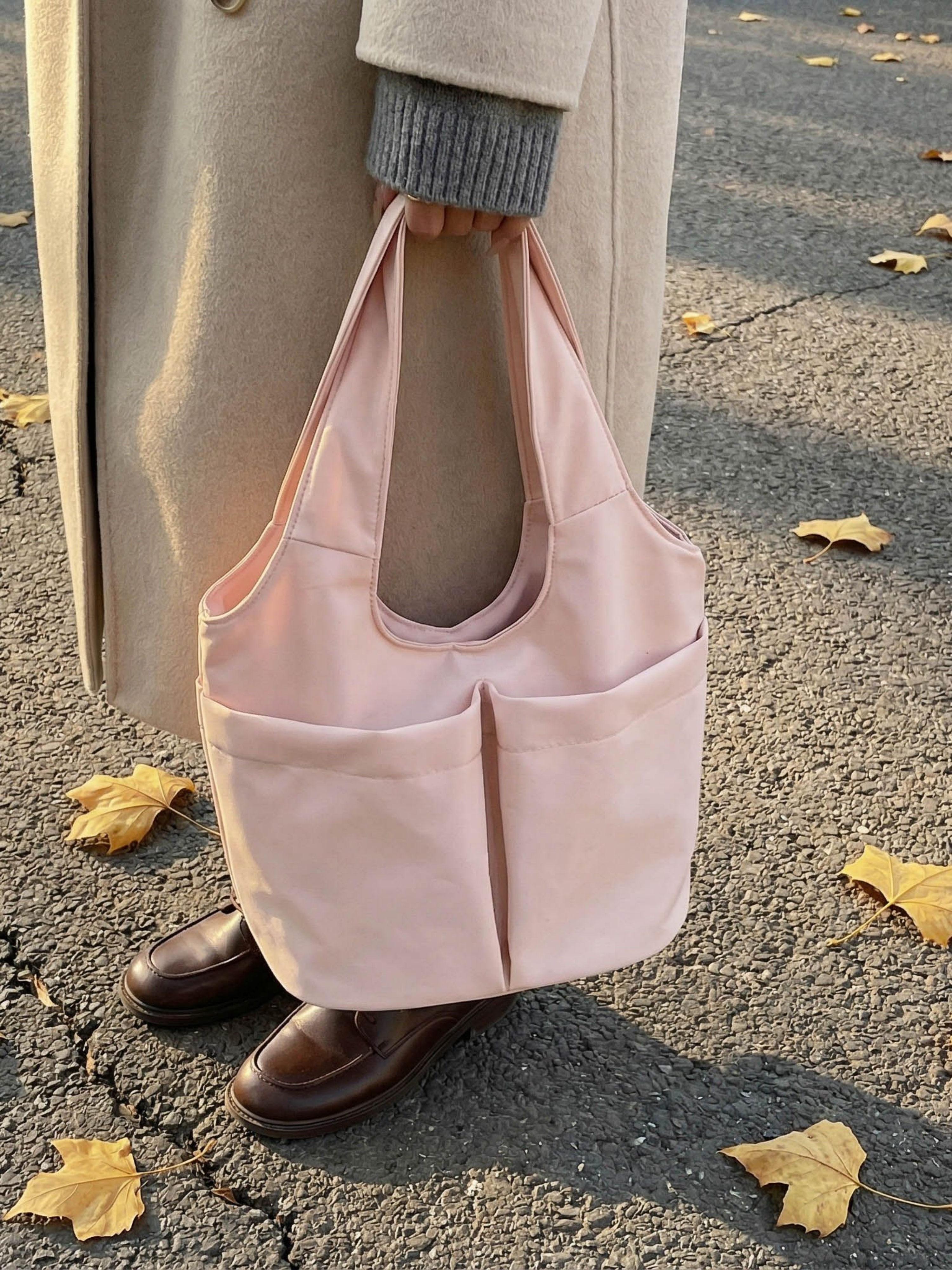 Pink Shoulder Bag with Button Closure