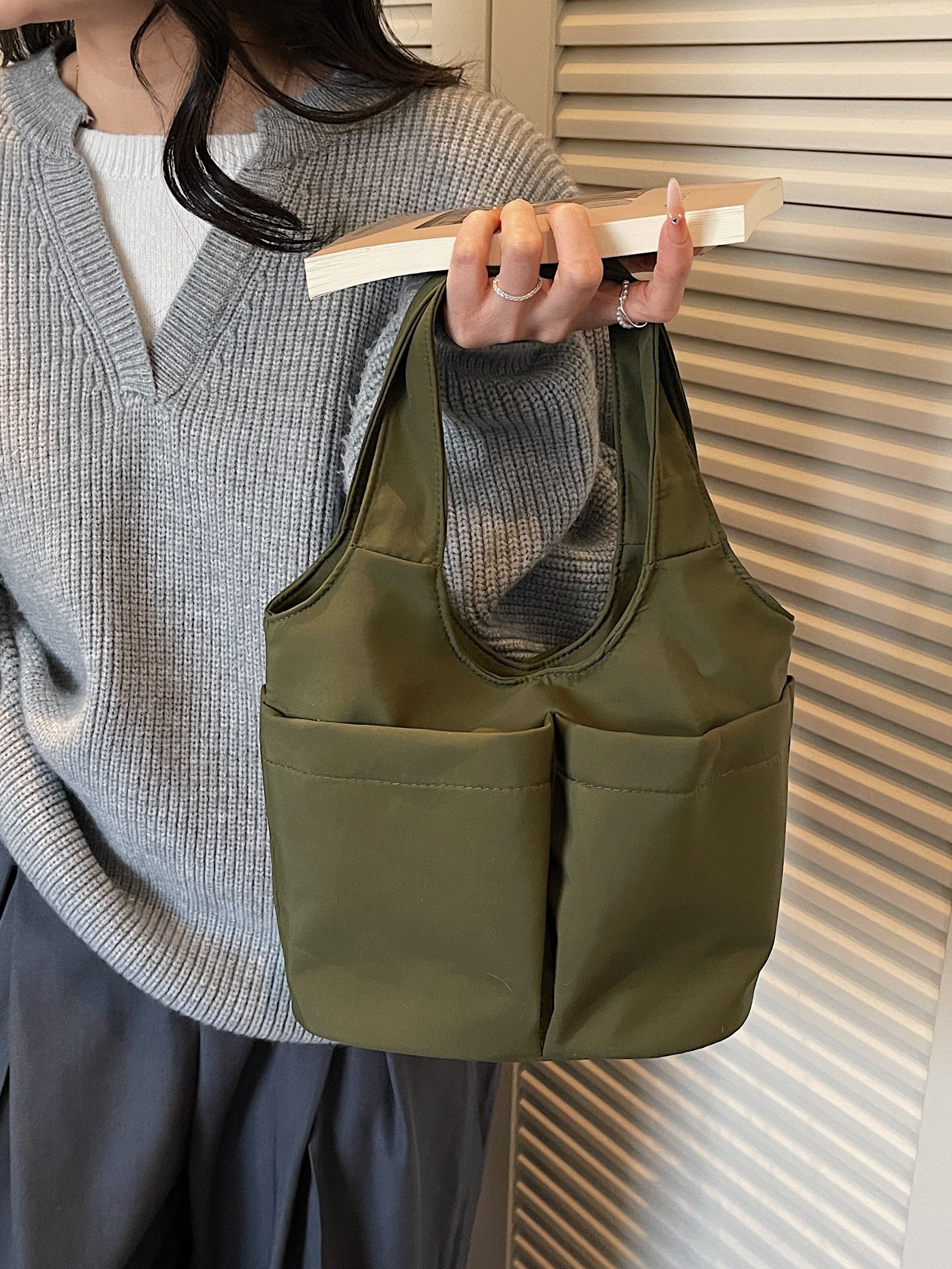 Teal Shoulder Bag with Button Closure