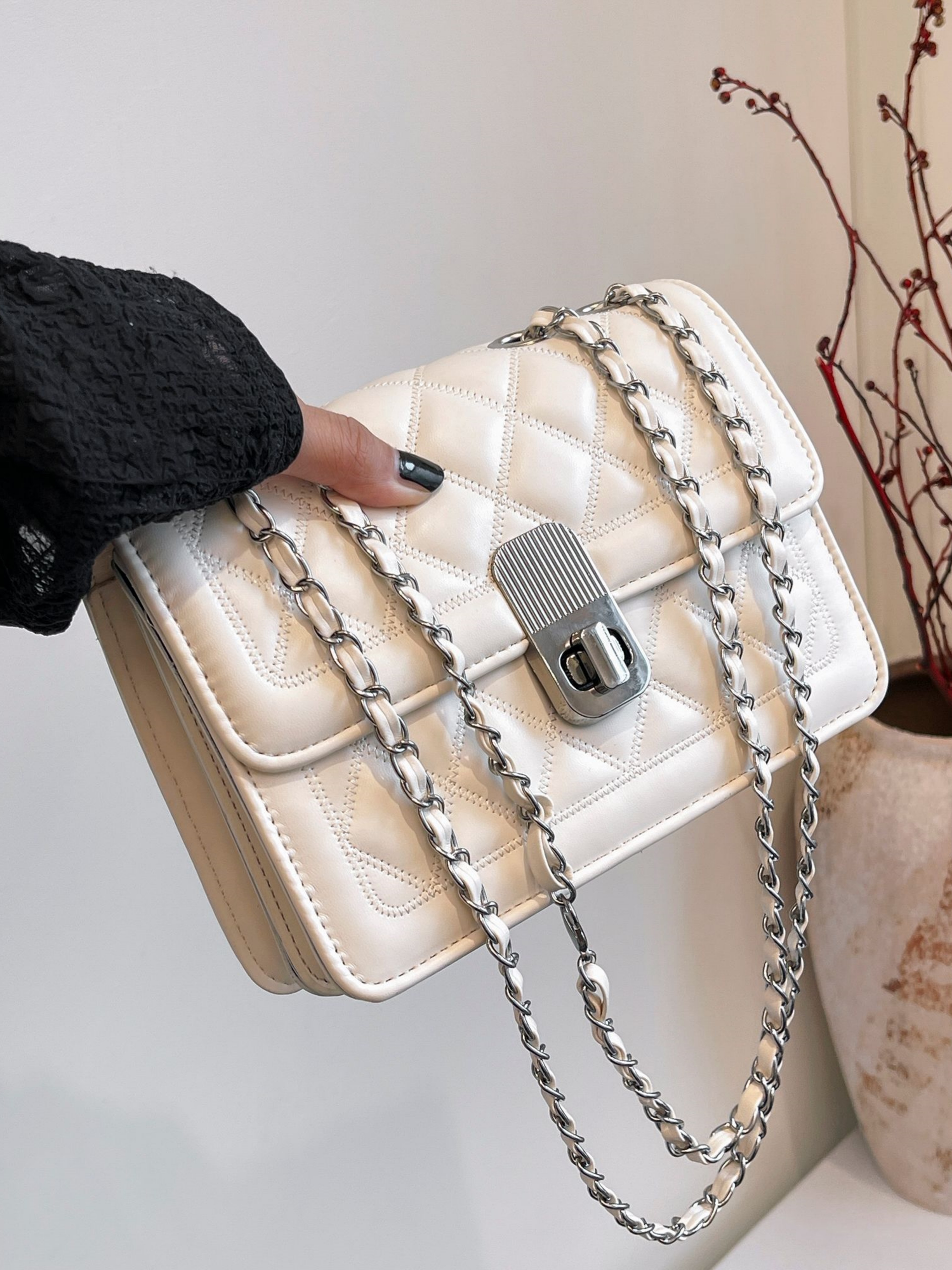 White Quilted Crossbody Bag