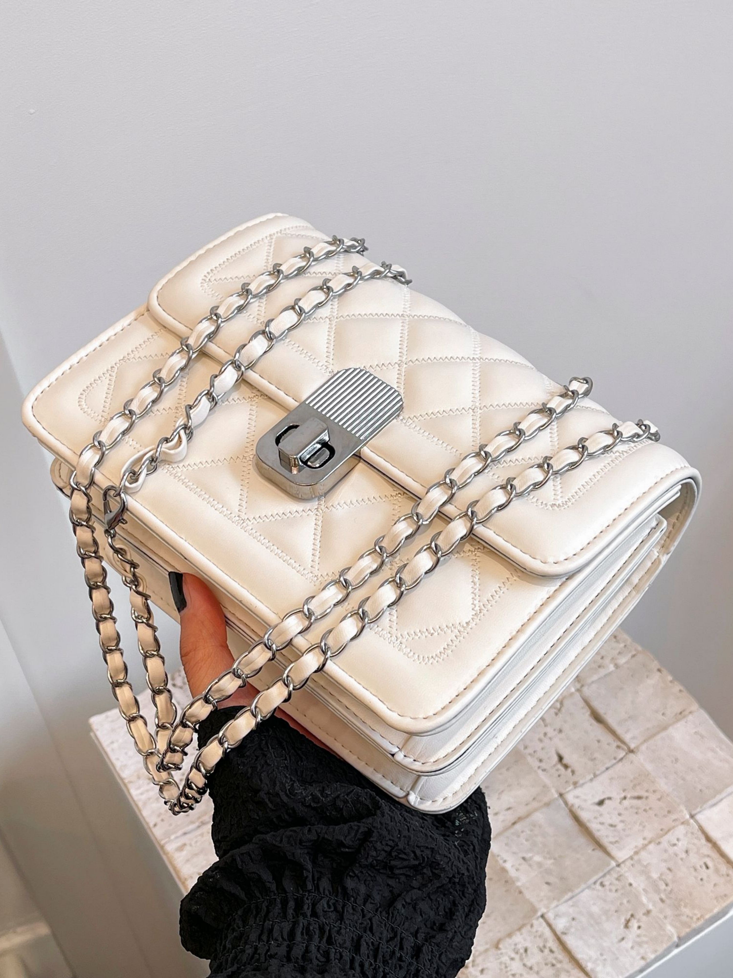 White Quilted Crossbody Bag