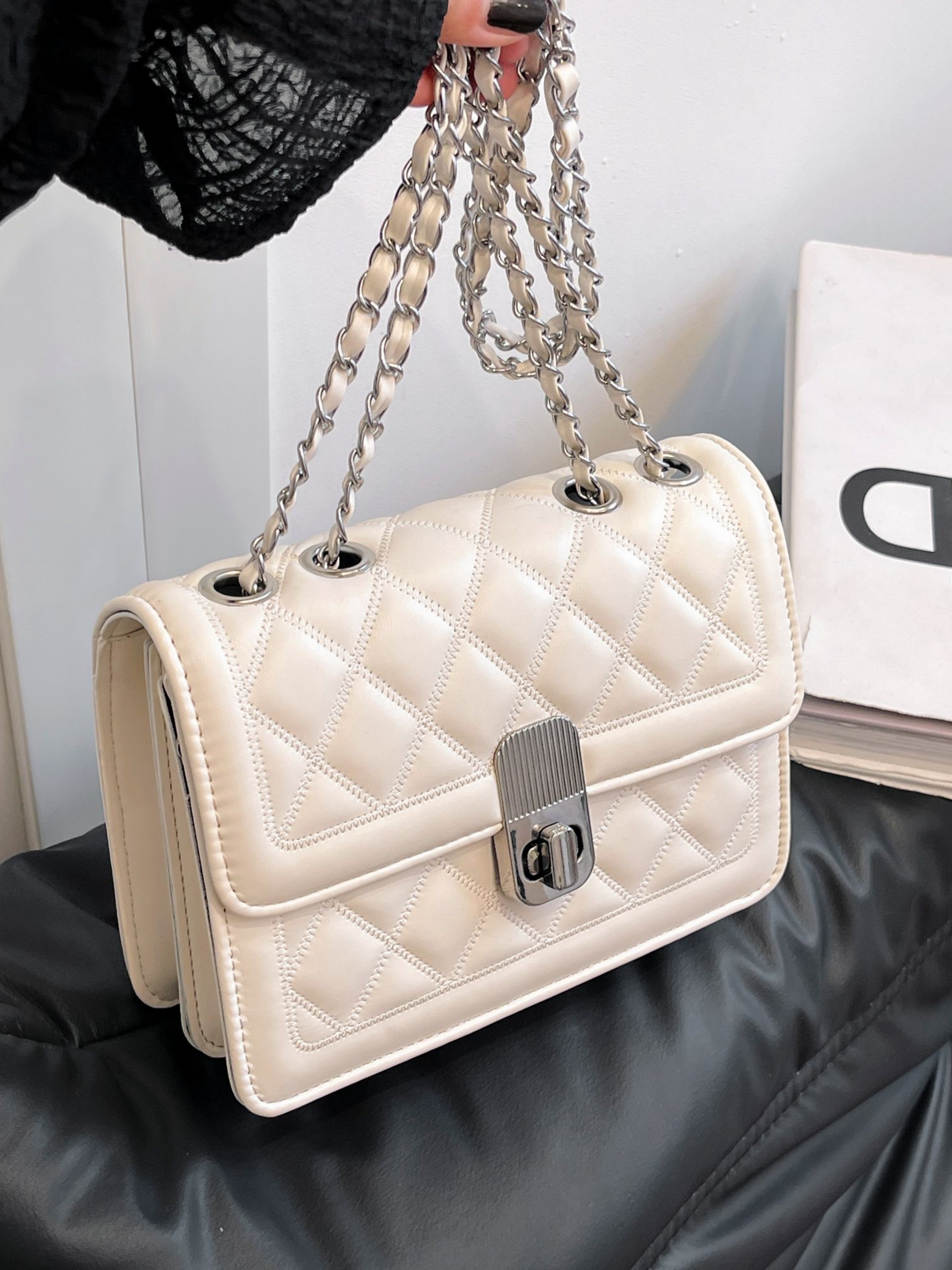 White Quilted Crossbody Bag