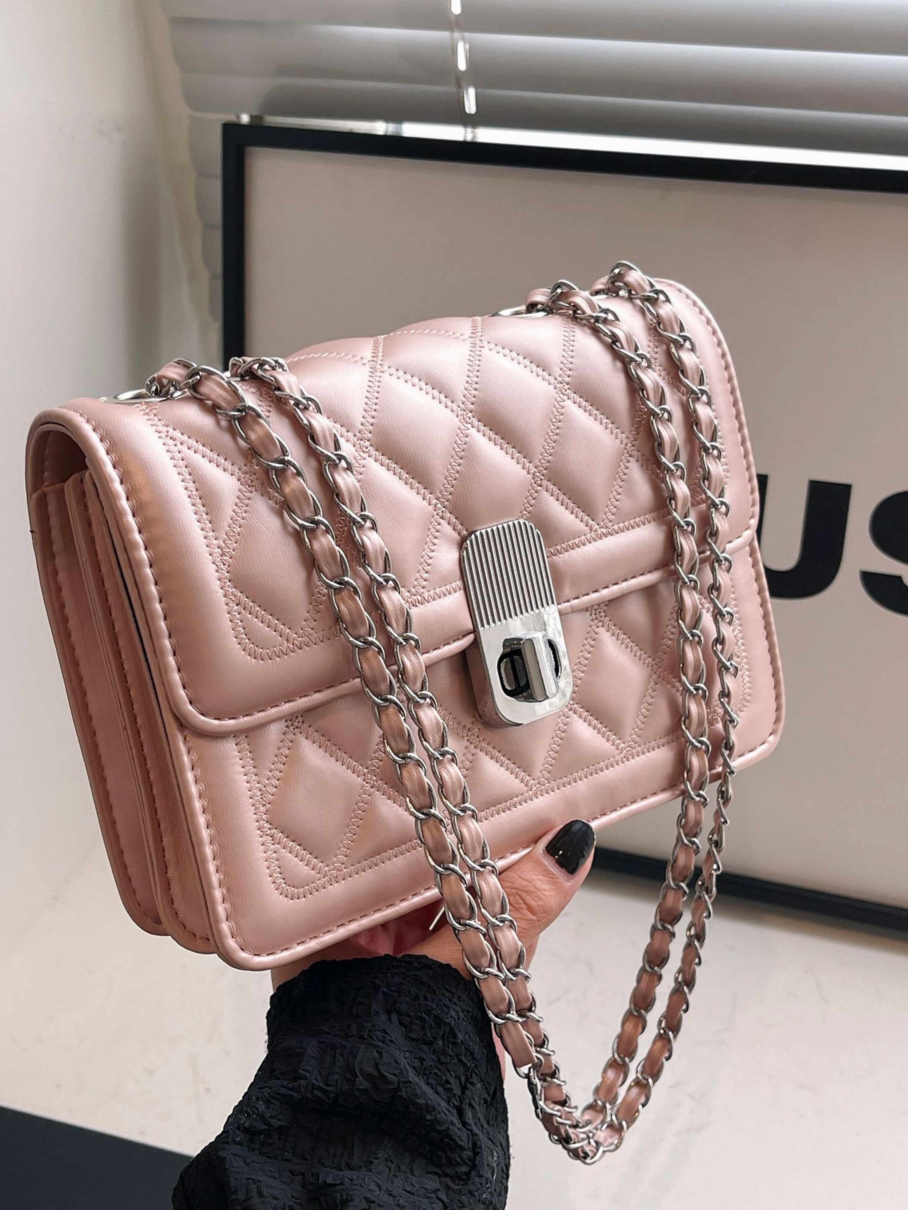 Pink Quilted Crossbody Bag