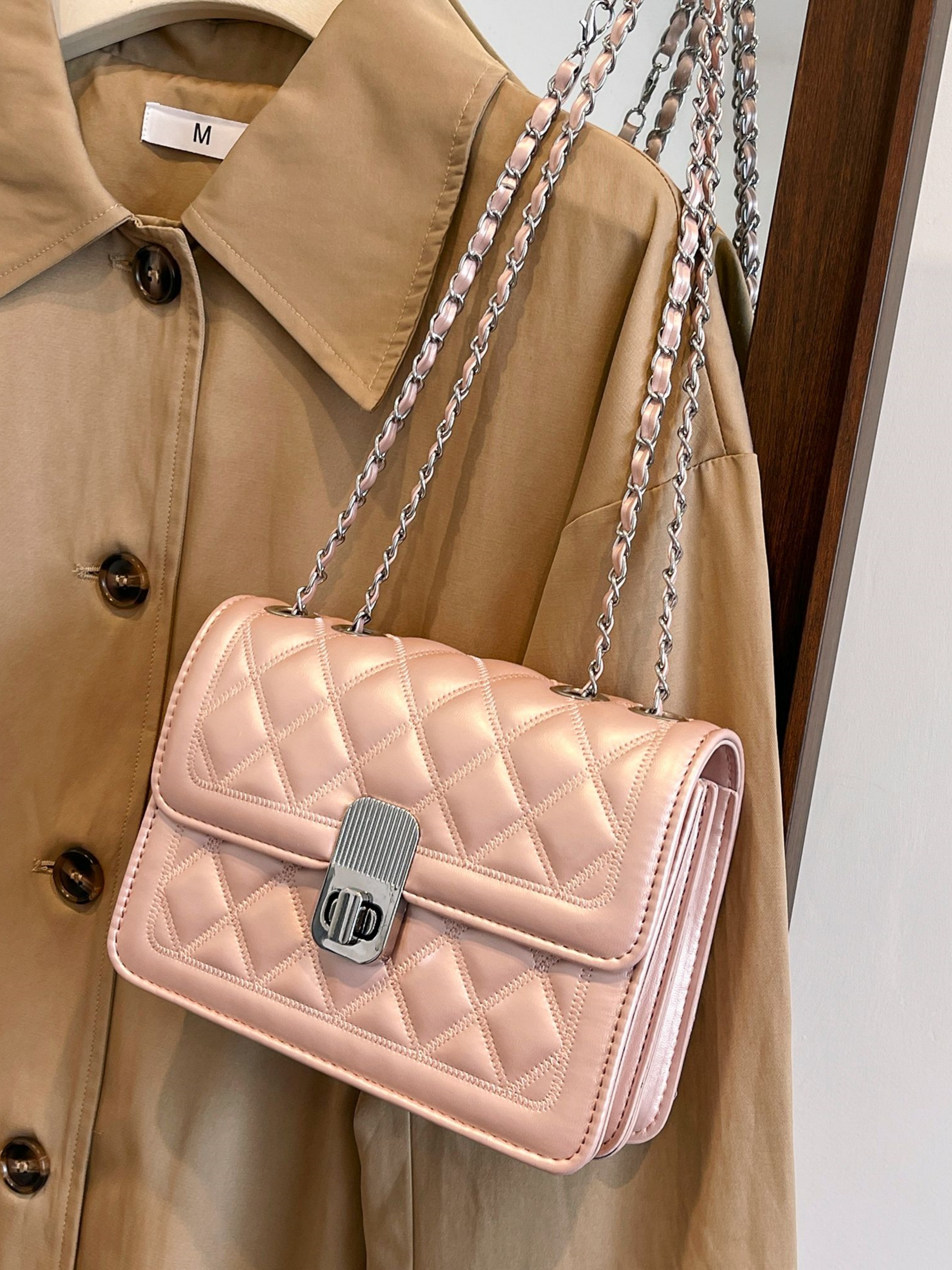 Pink Quilted Crossbody Bag