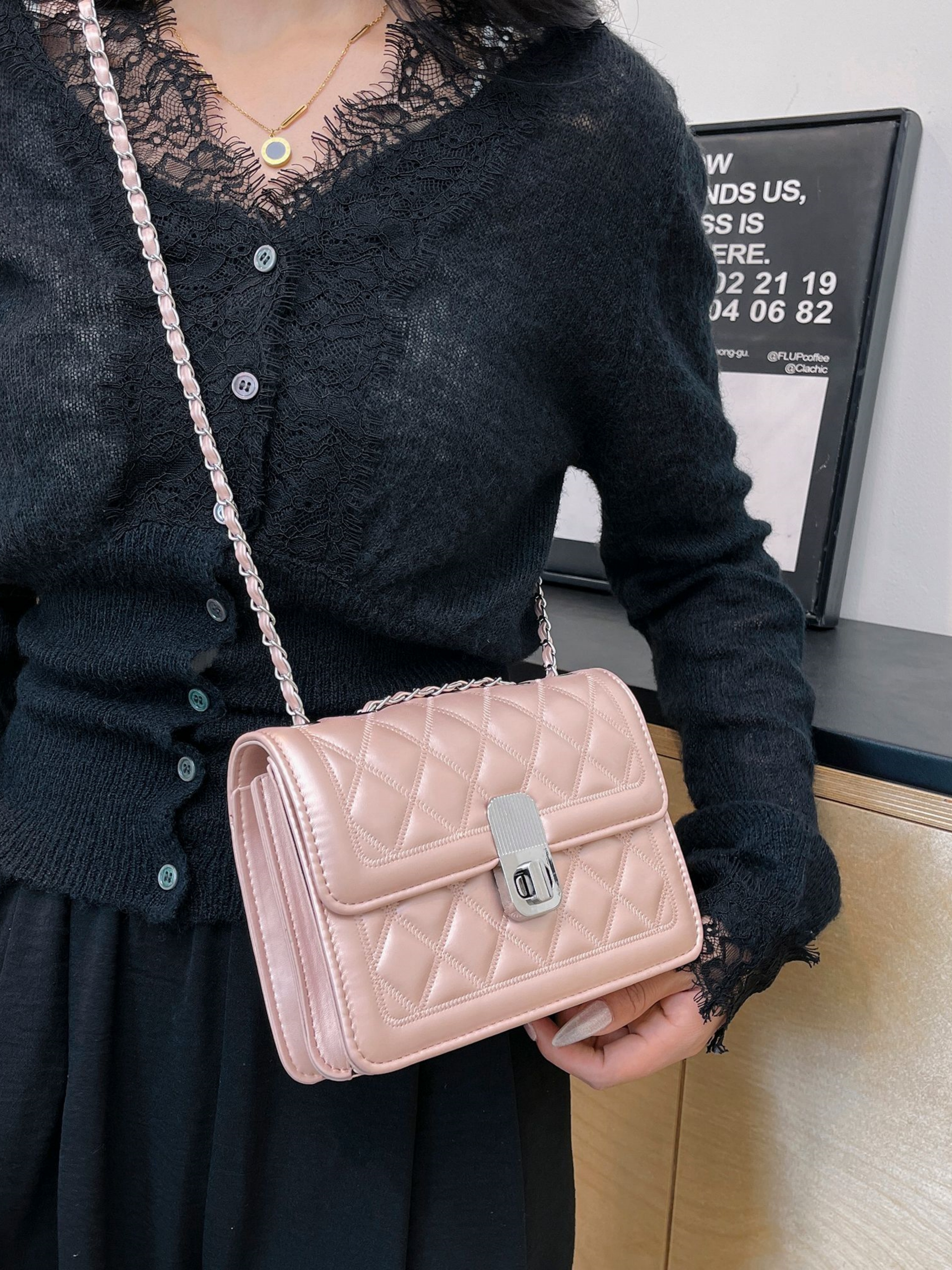 Pink Quilted Crossbody Bag