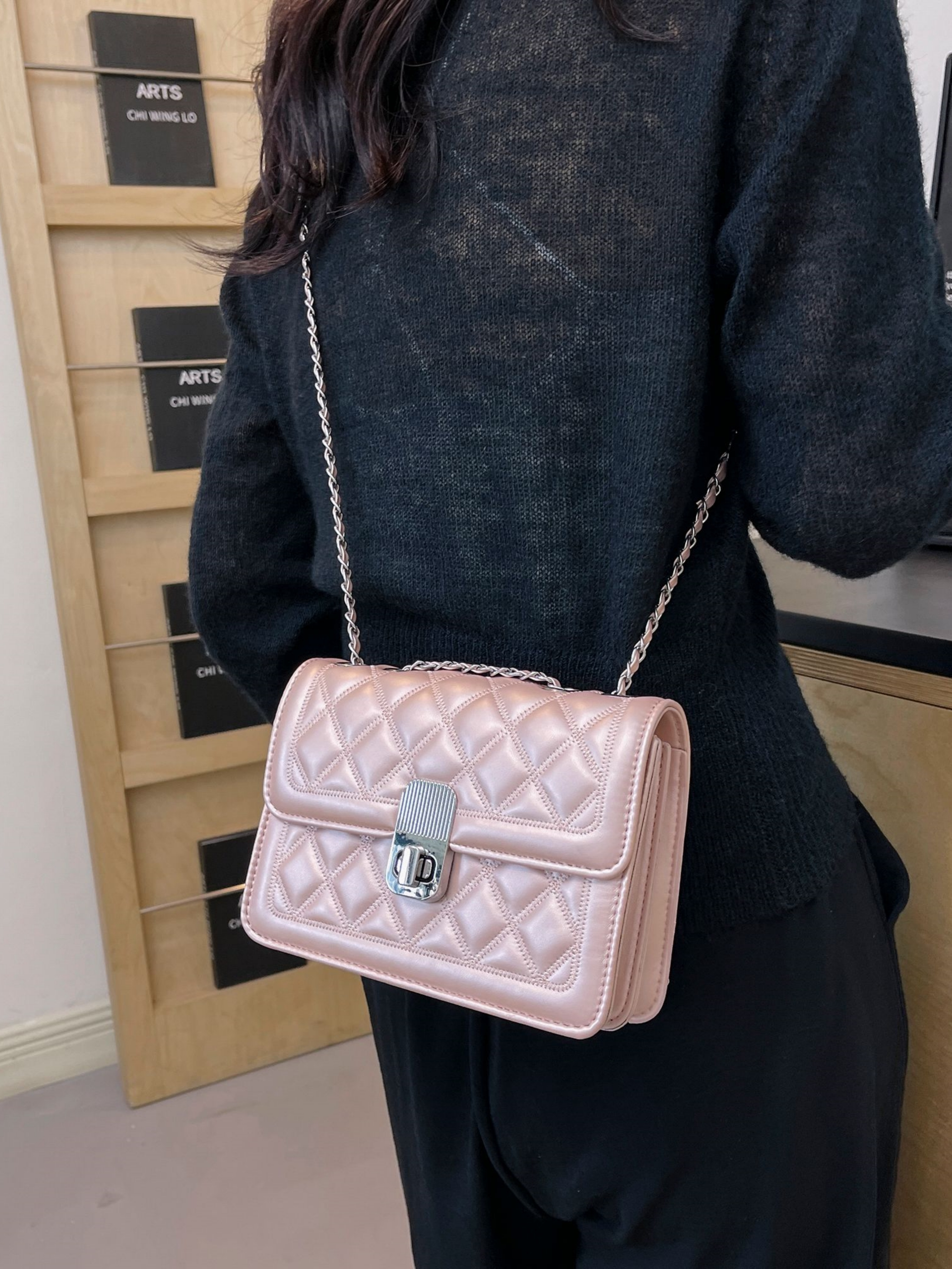 Pink Quilted Crossbody Bag