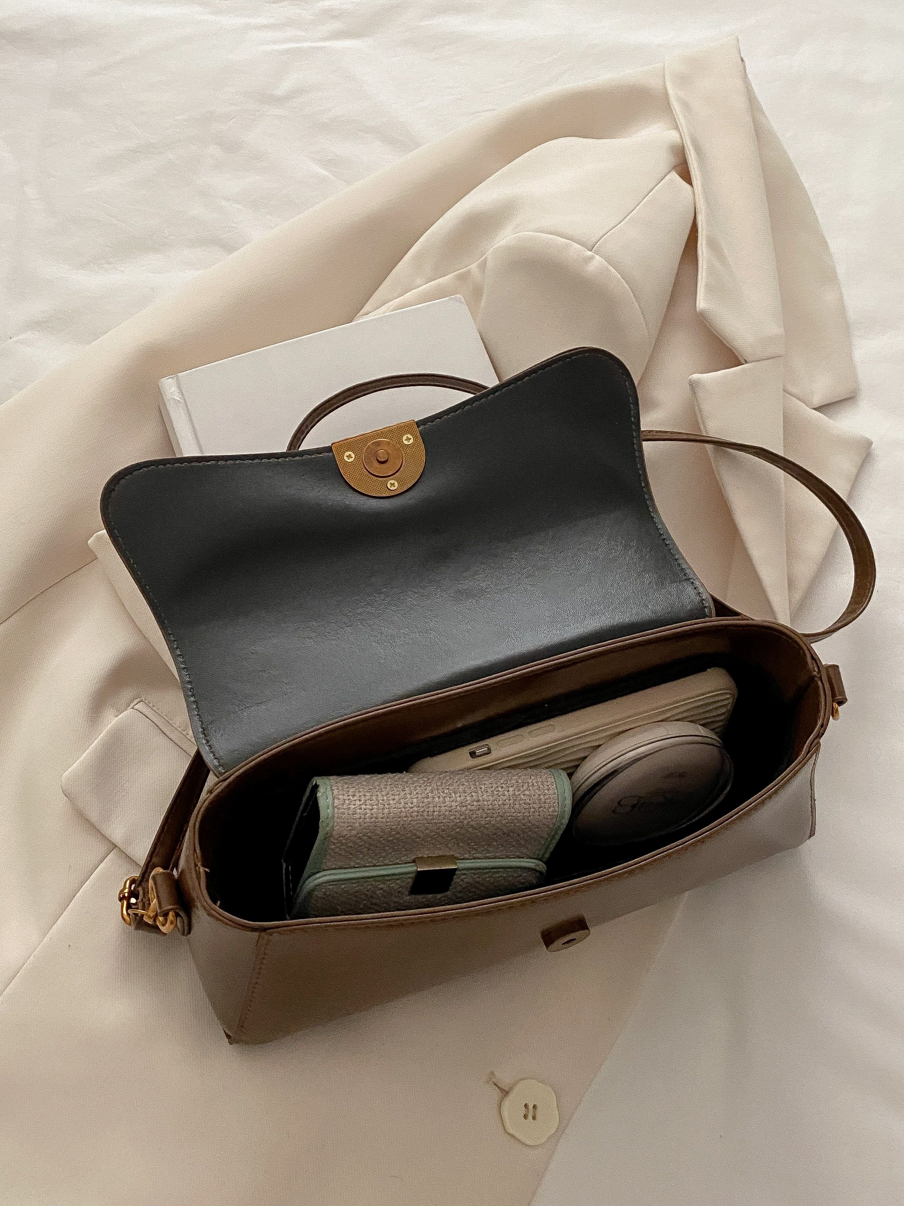 Brown Faux Leather Crossbody Bag
