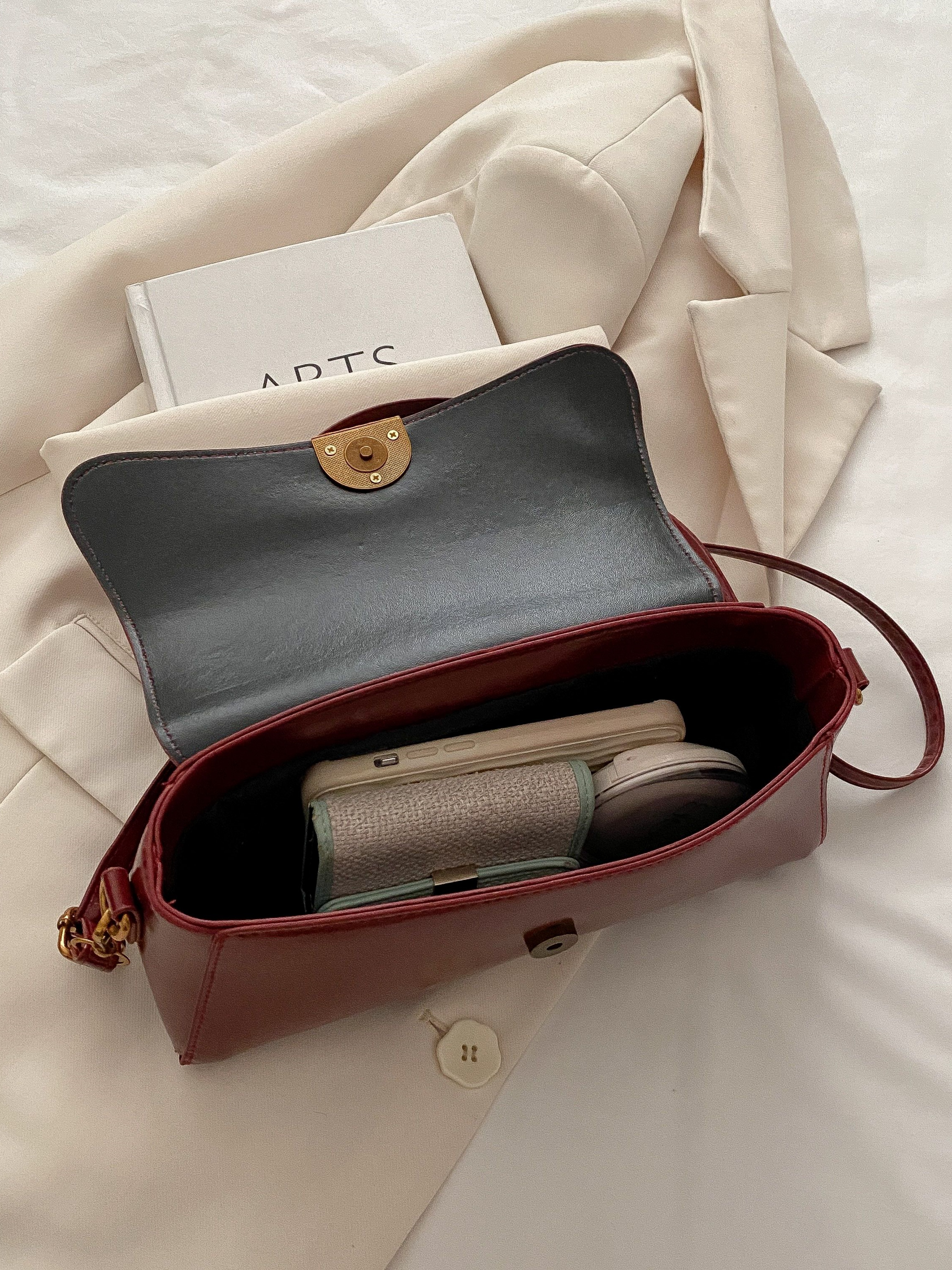 Red Faux Leather Crossbody Bag