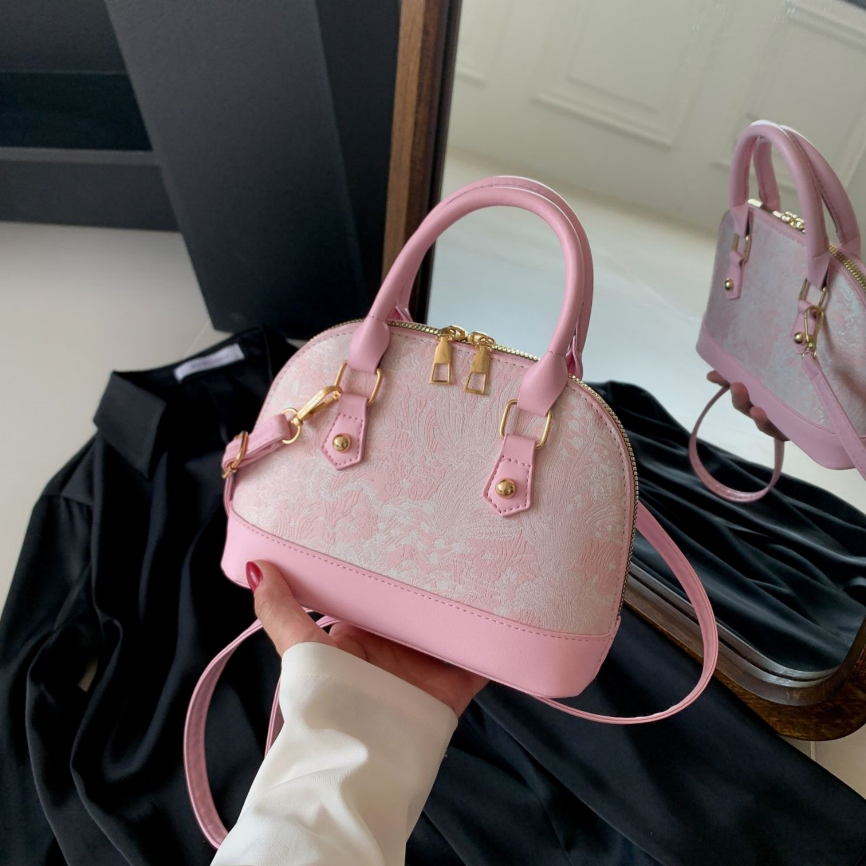 Pink Floral Crossbody Bag 