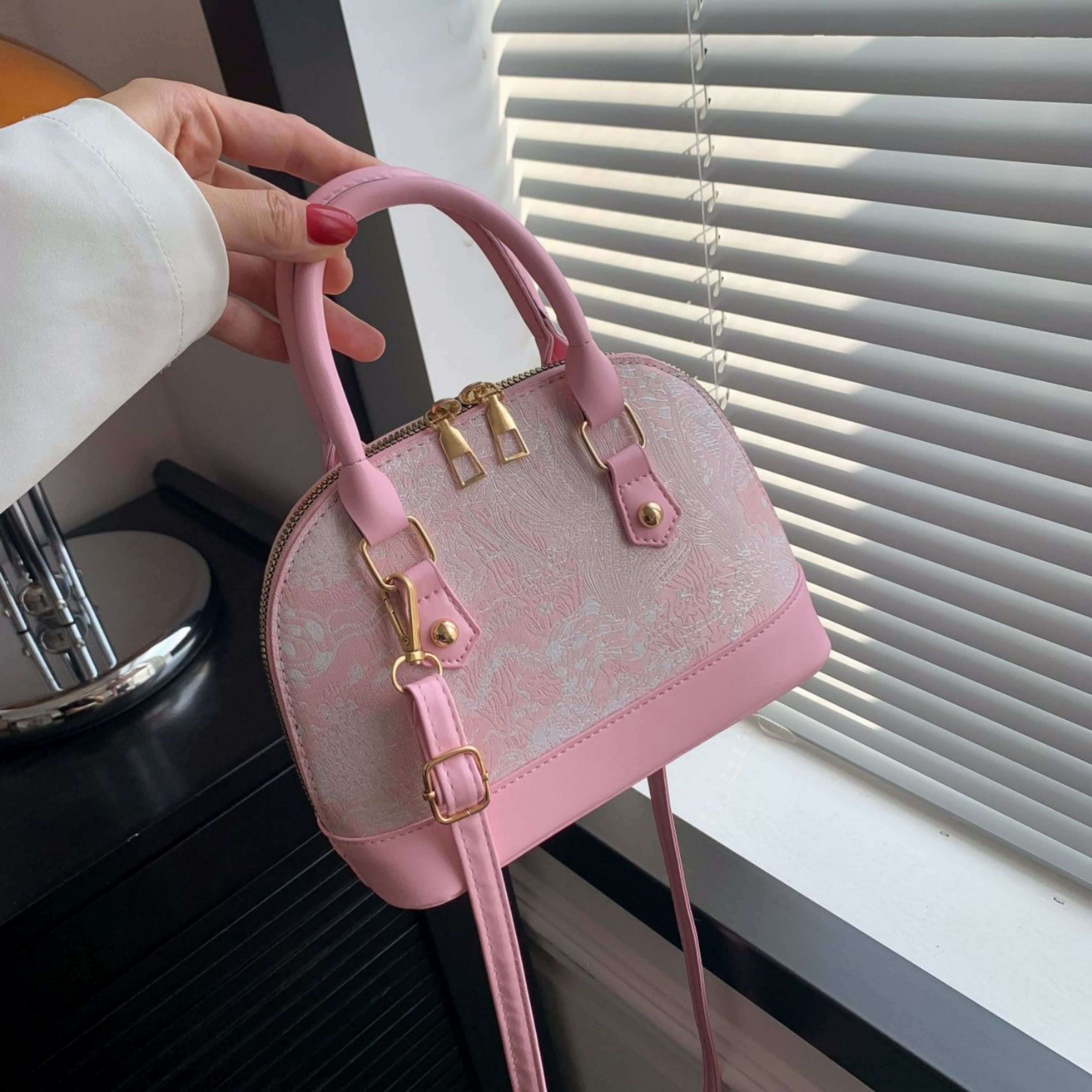 Pink Floral Crossbody Bag 