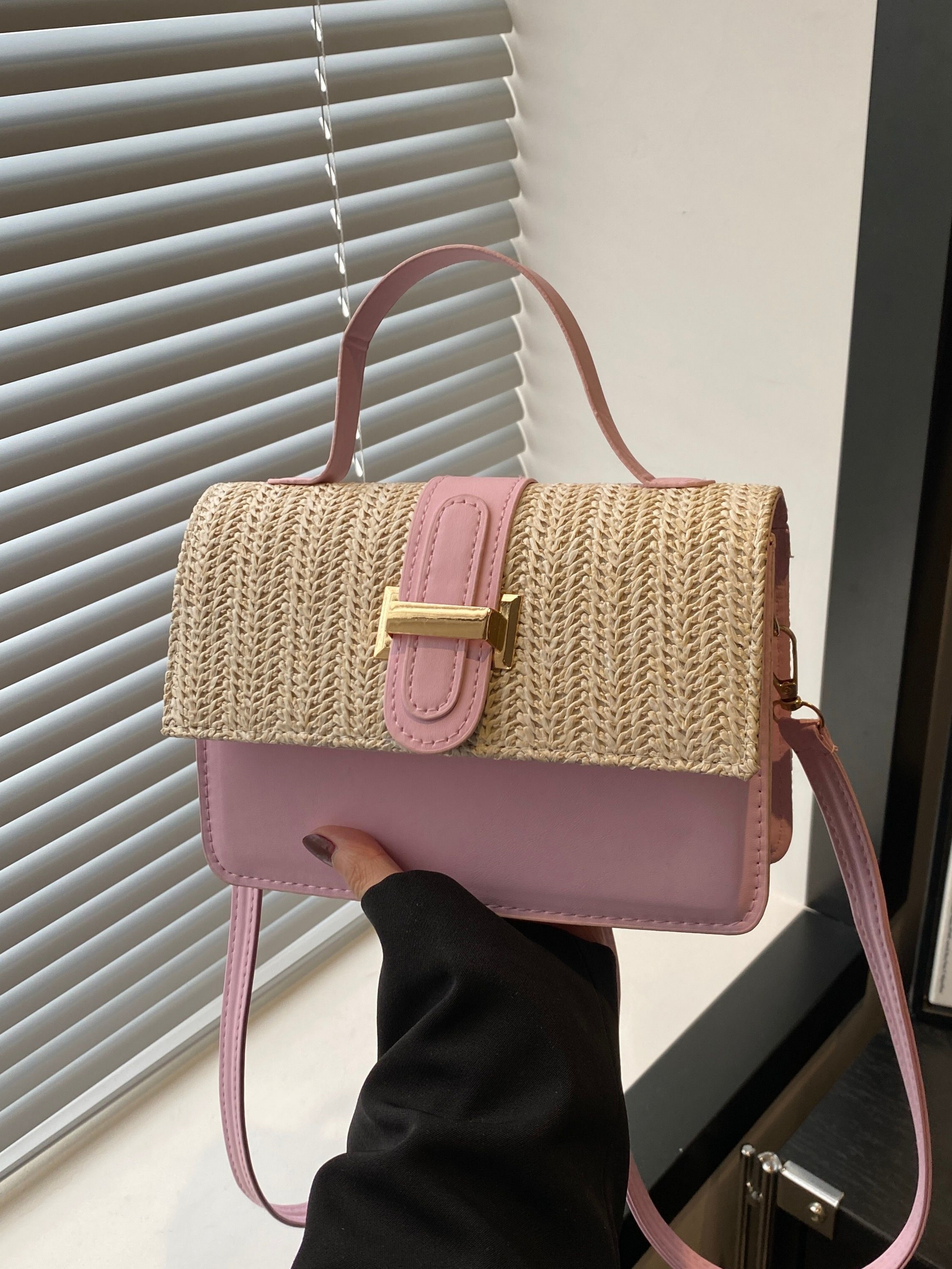 Pink Woven Sling Bag