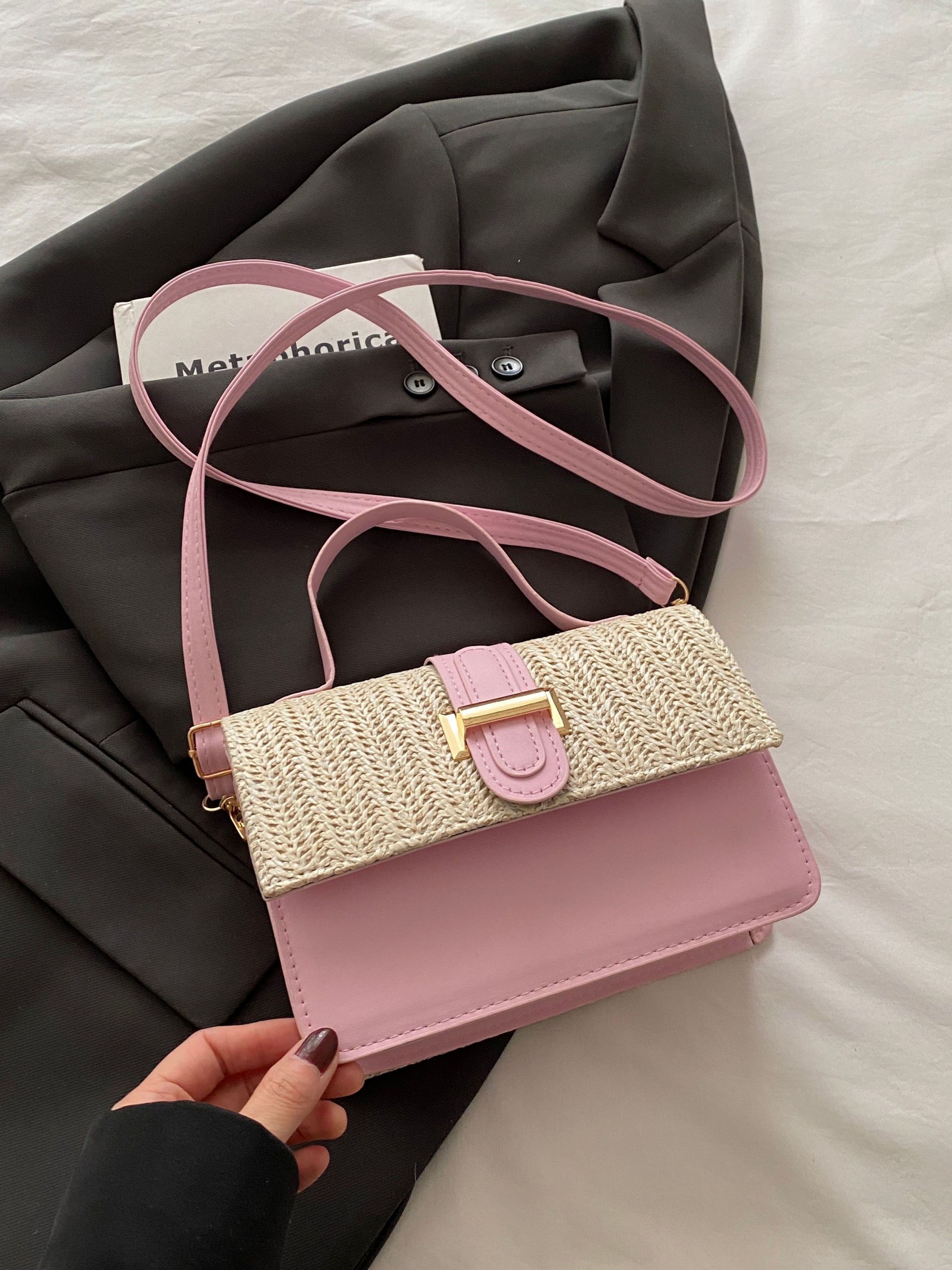Pink Woven Sling Bag