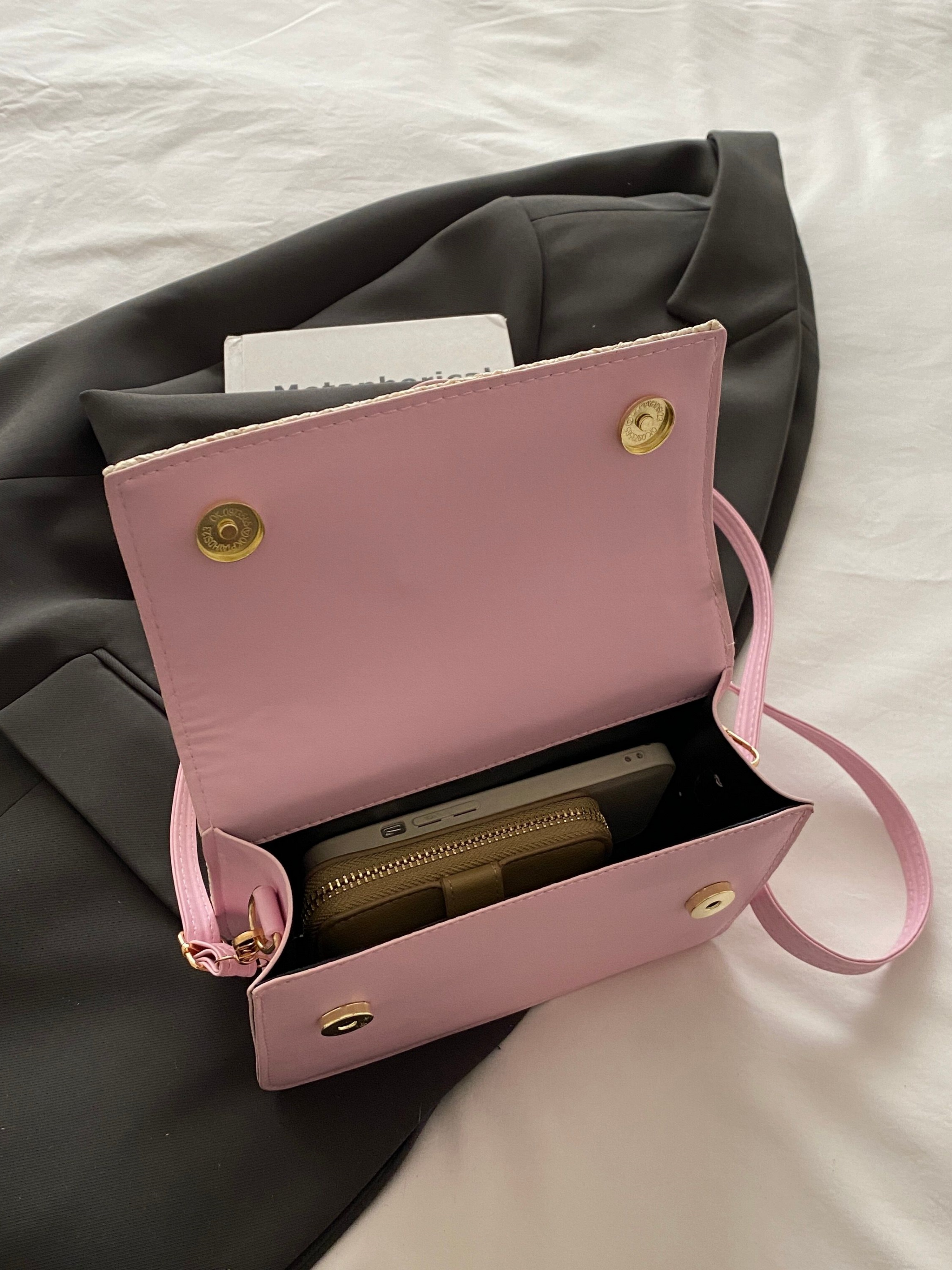 Pink Woven Sling Bag