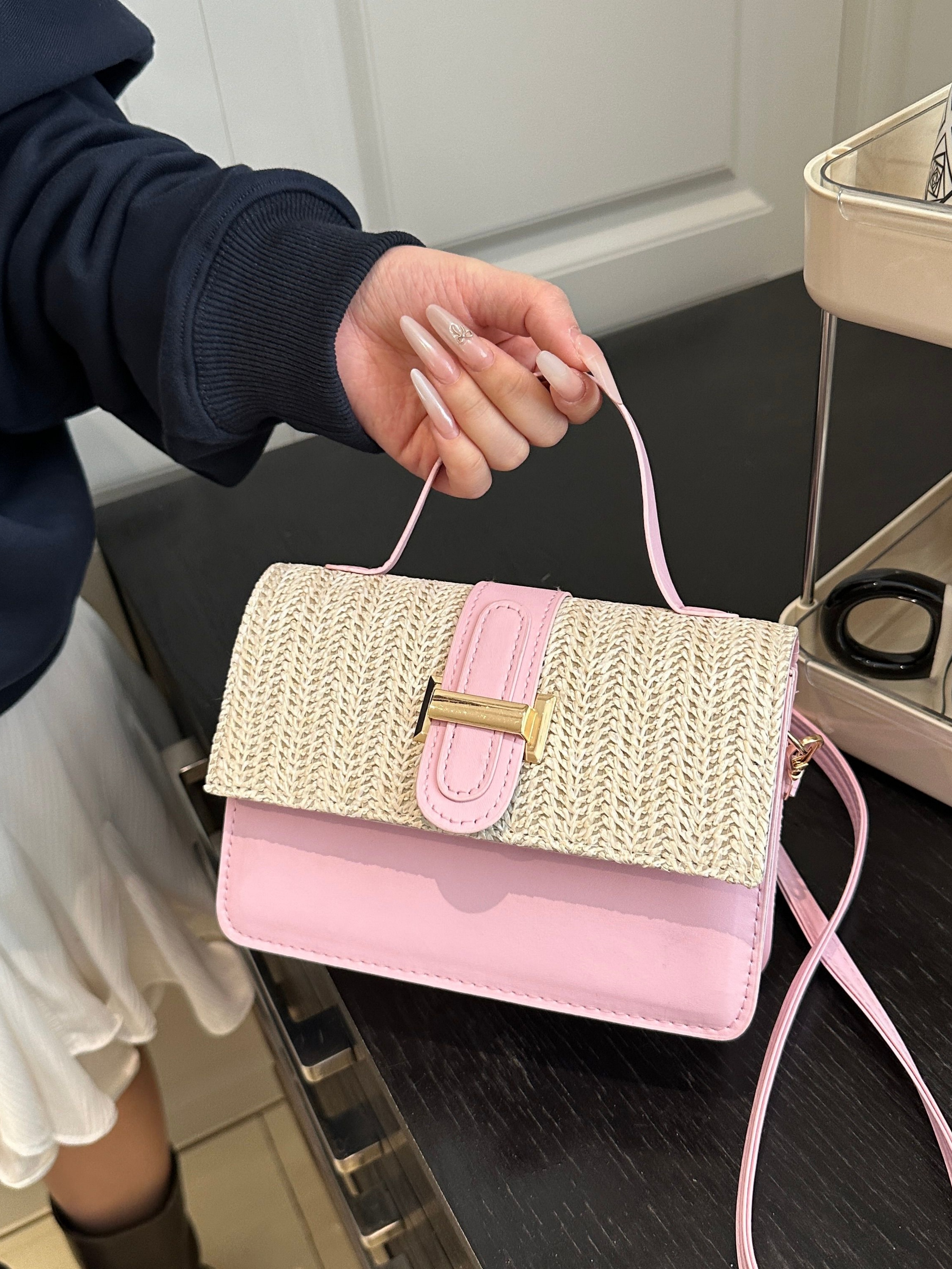 Pink Woven Sling Bag