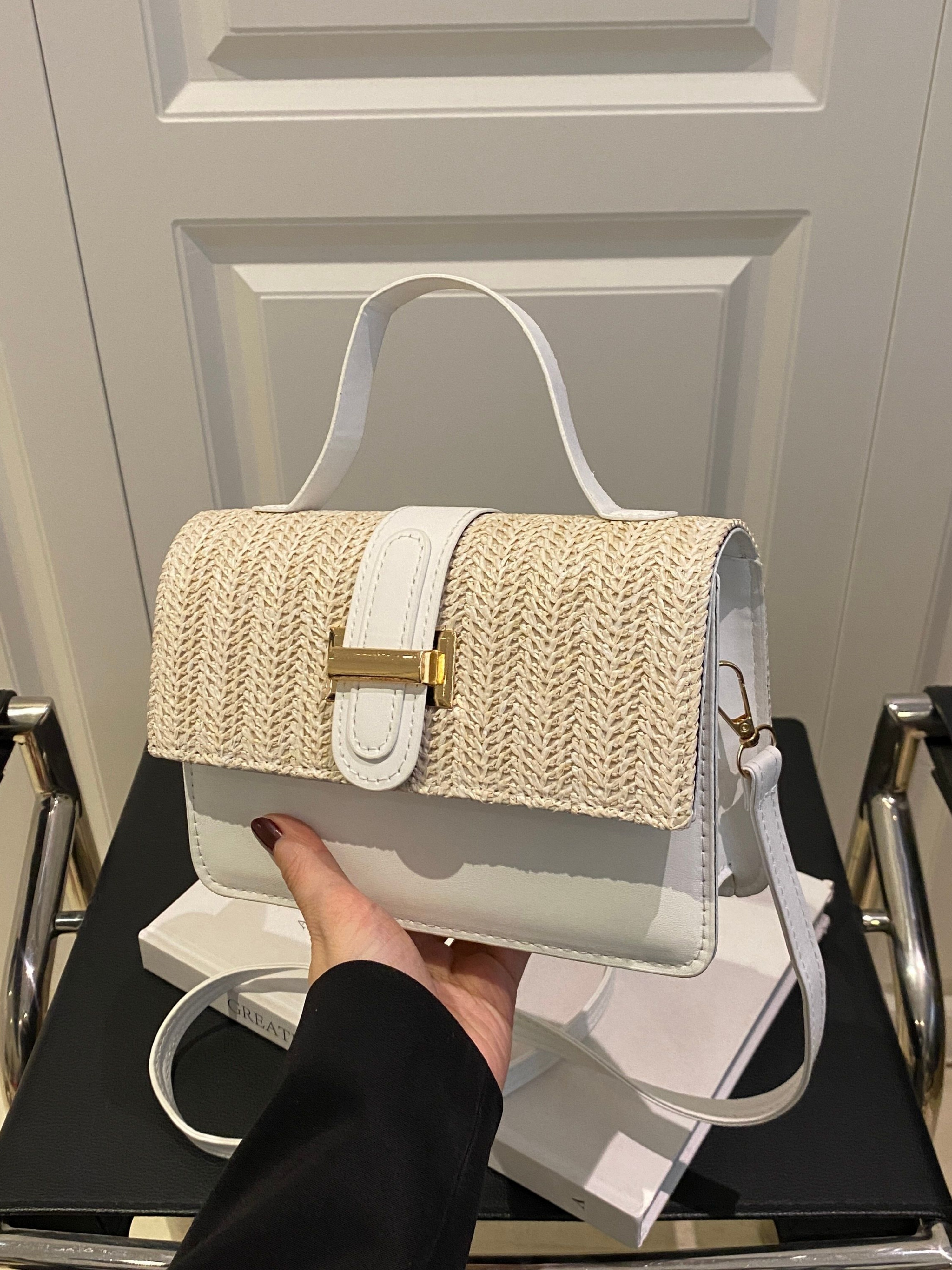 White Woven Sling Bag