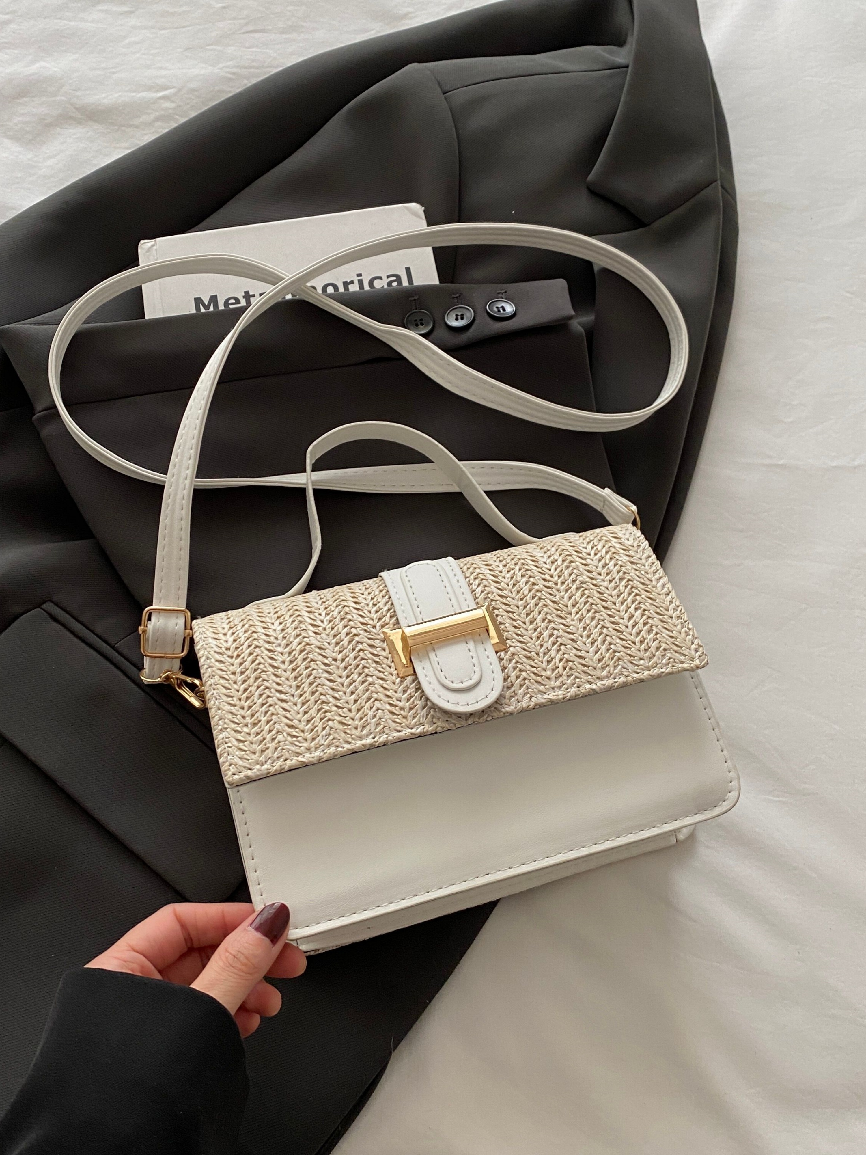 White Woven Sling Bag