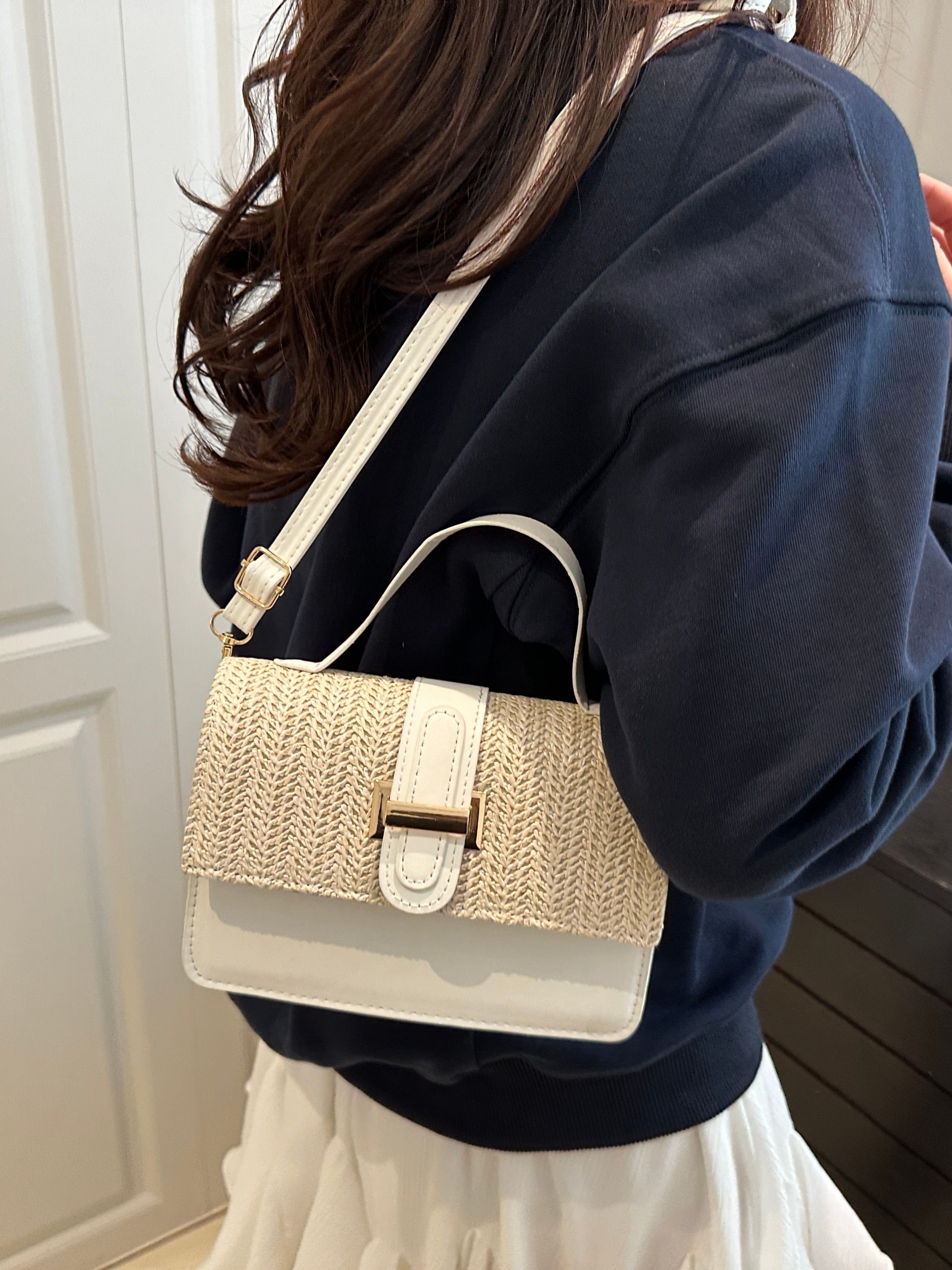 White Woven Sling Bag