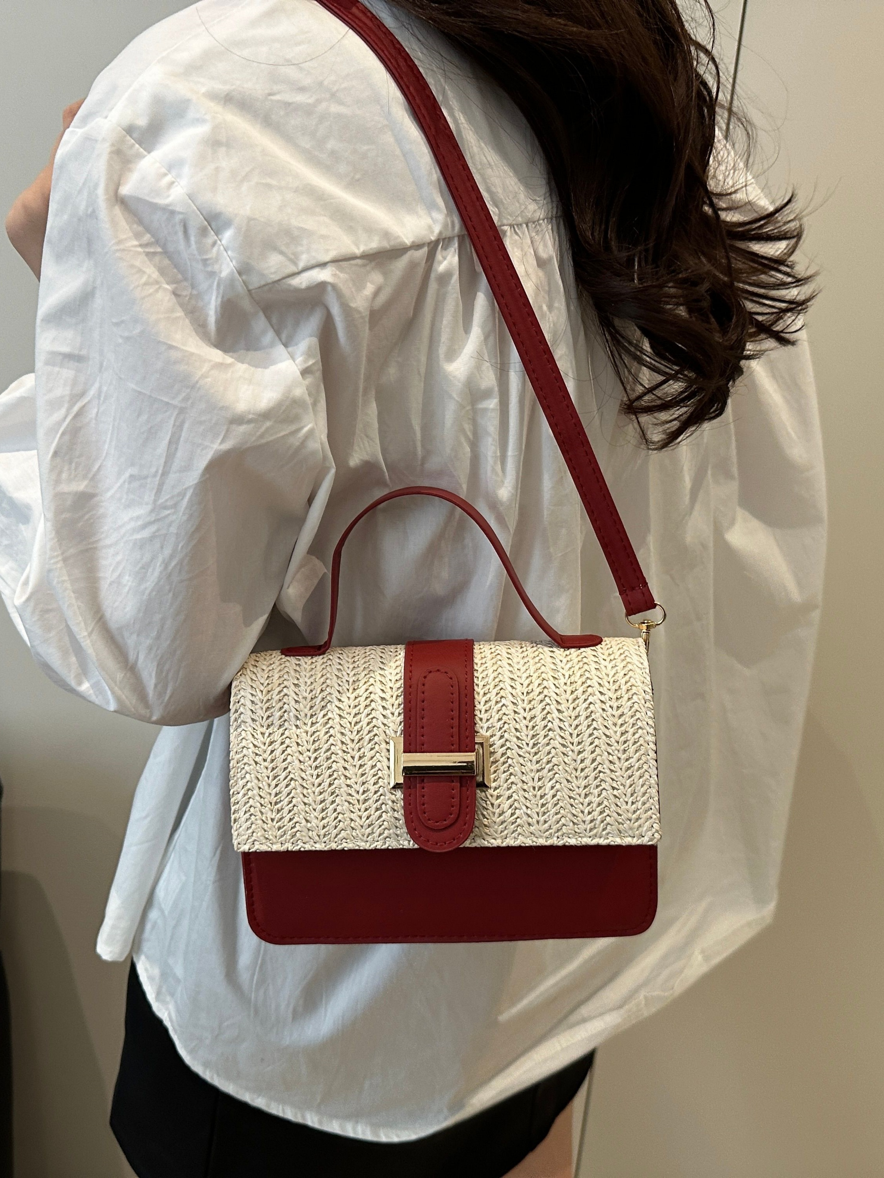 Red Woven Sling Bag