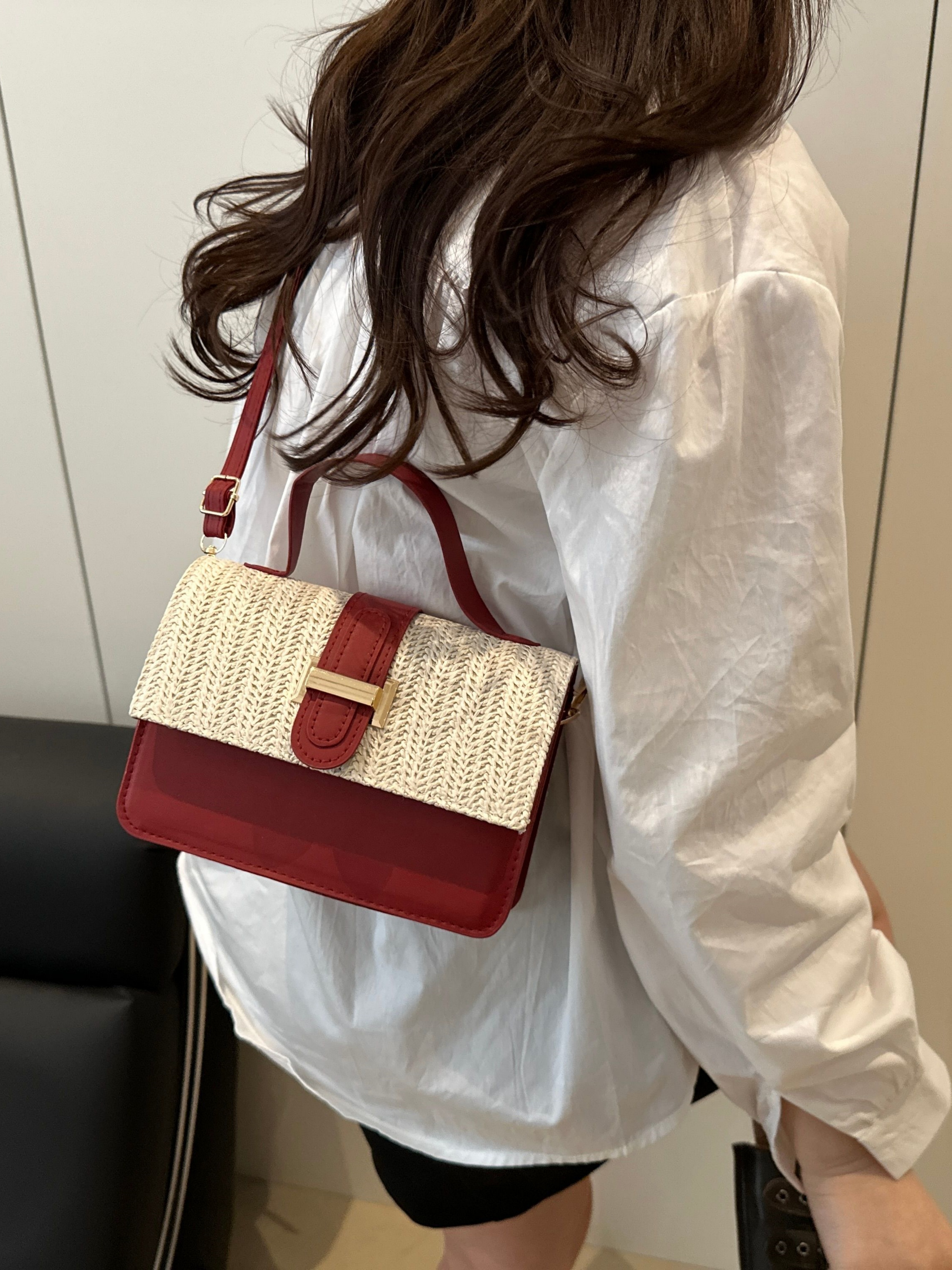 Red Woven Sling Bag